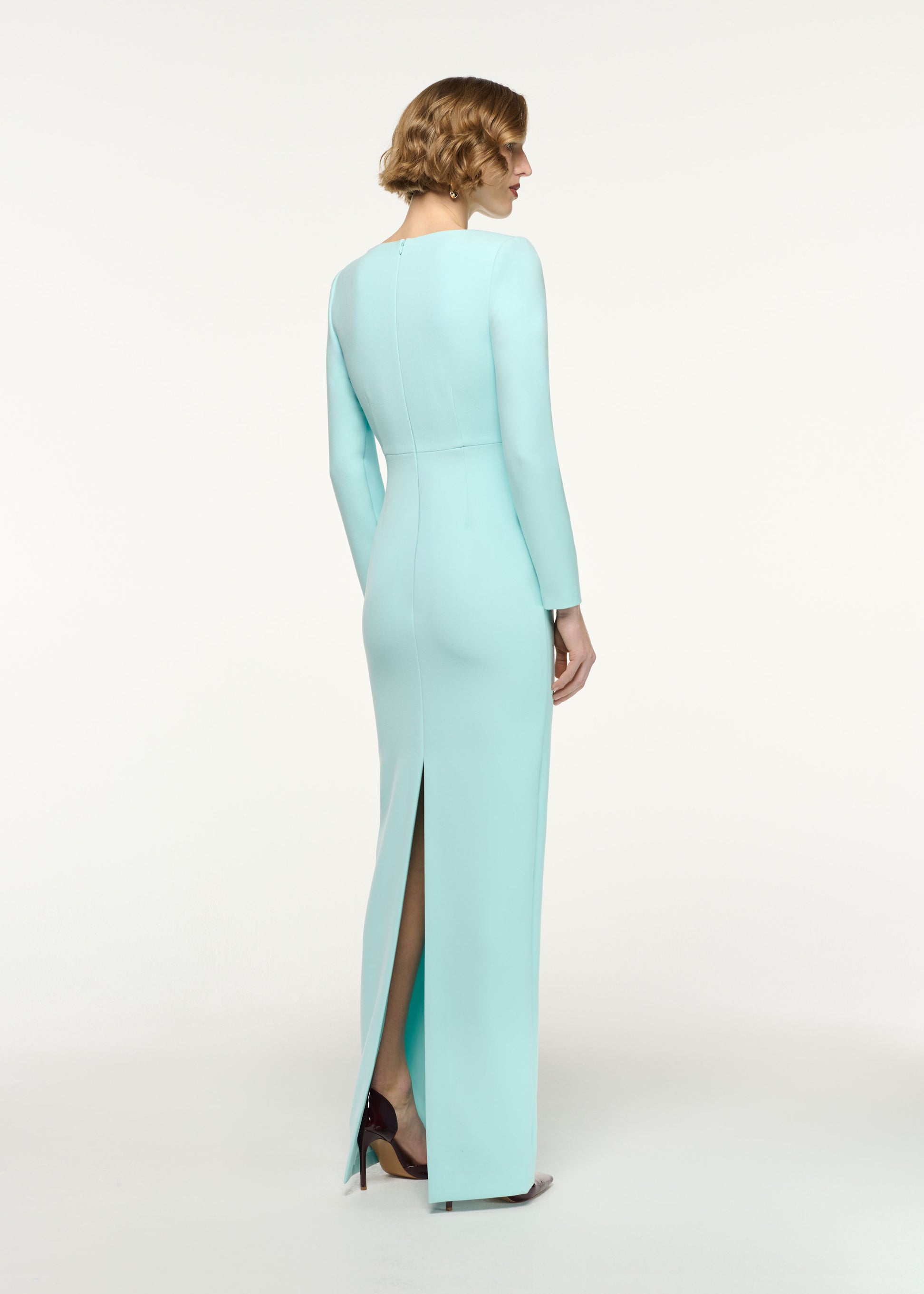 Flower Drape Crepe Gown