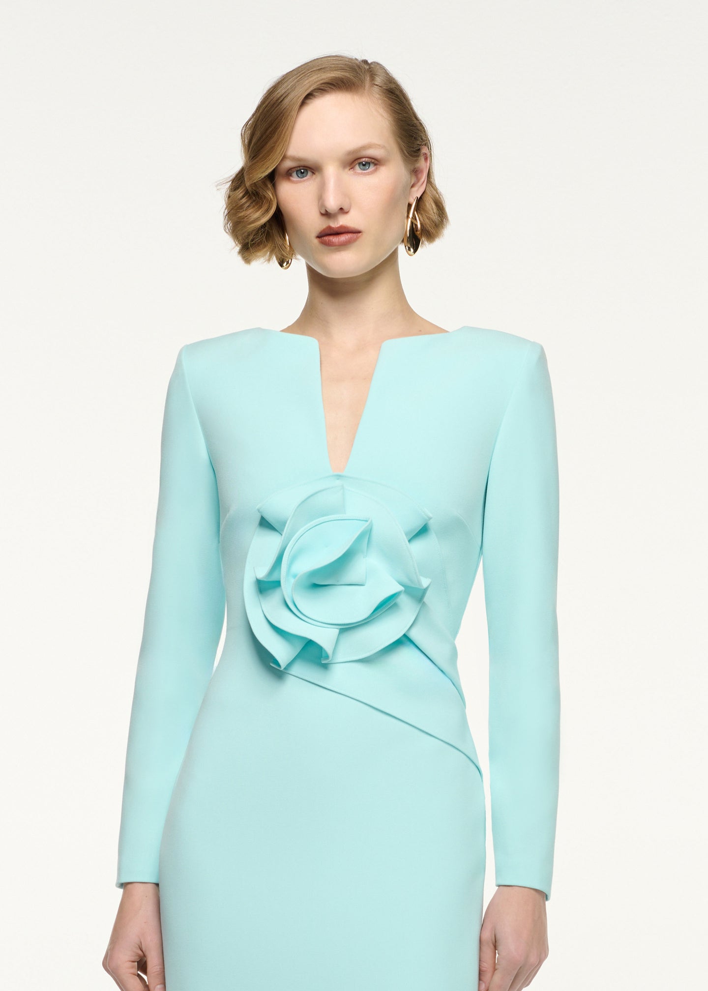 Flower Drape Crepe Gown