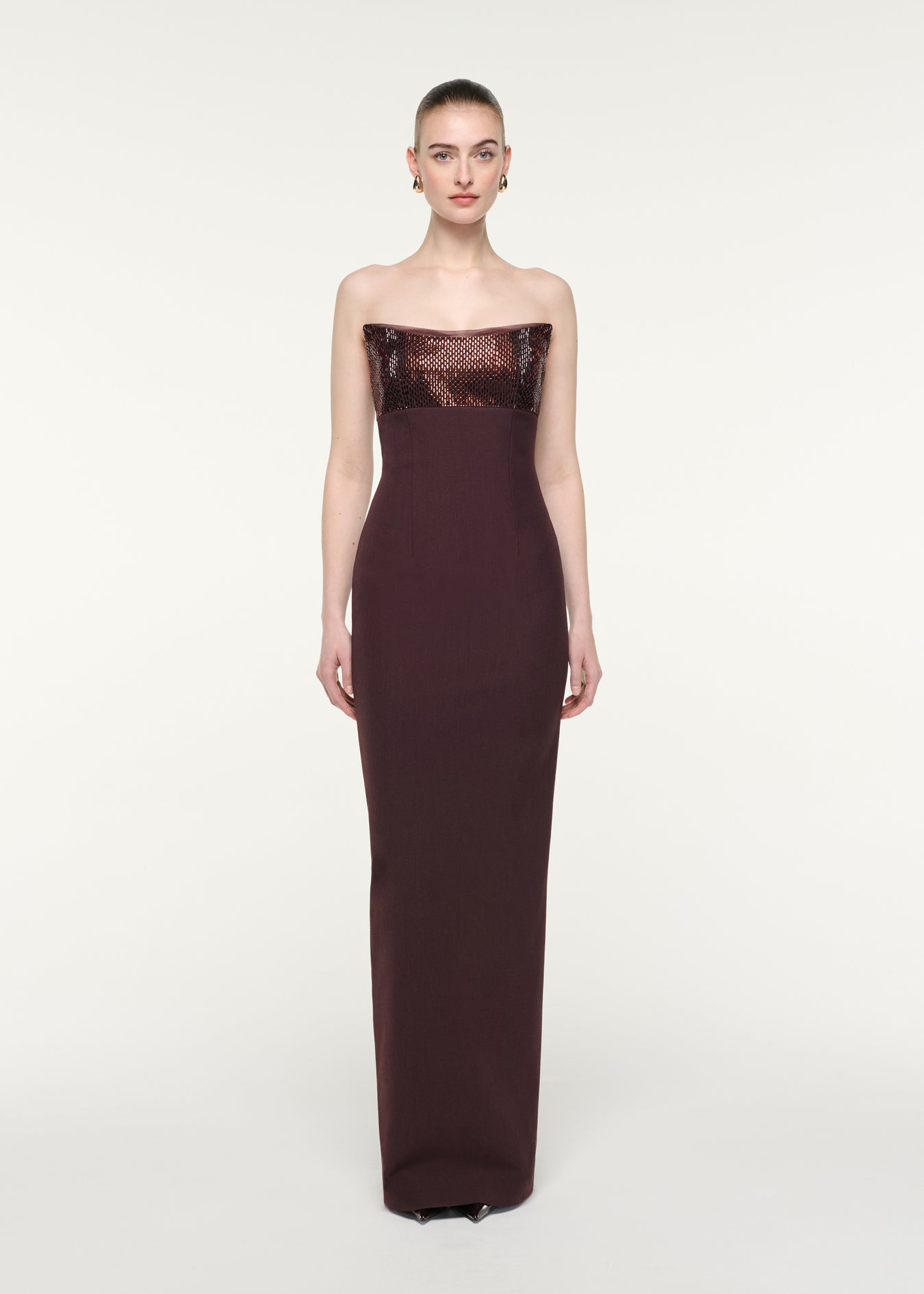 Strapless Diamate Panel Gown