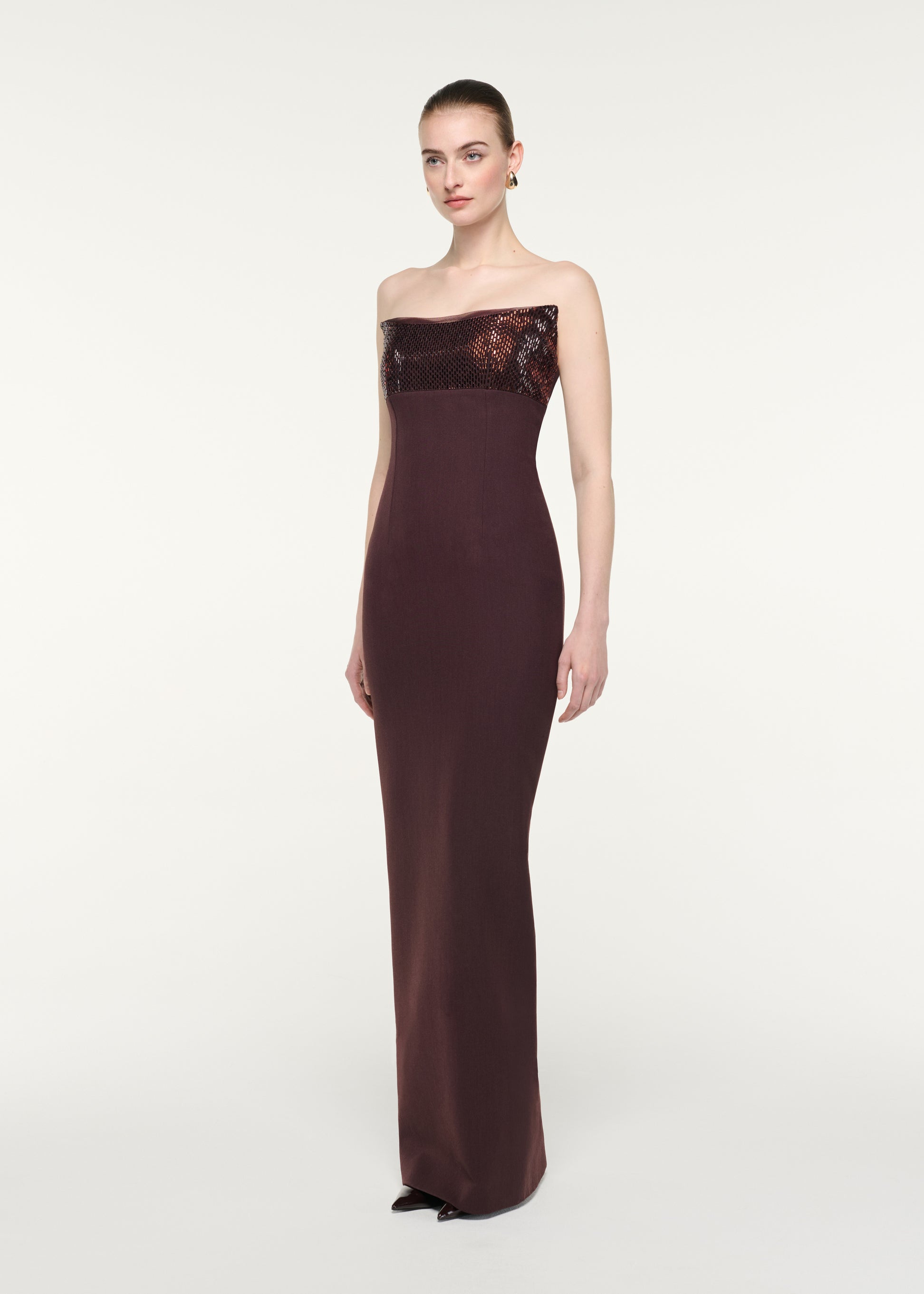 Strapless Diamate Panel Gown