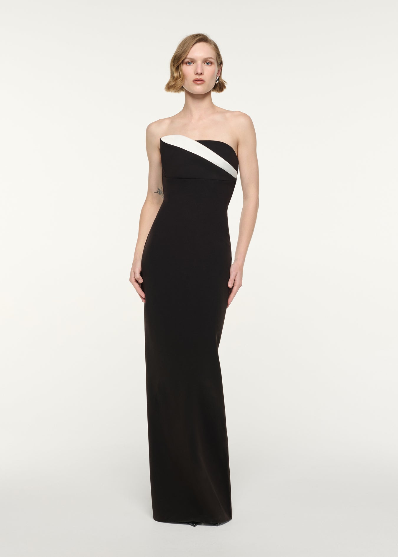 Strapless Monochrome Drape Gown