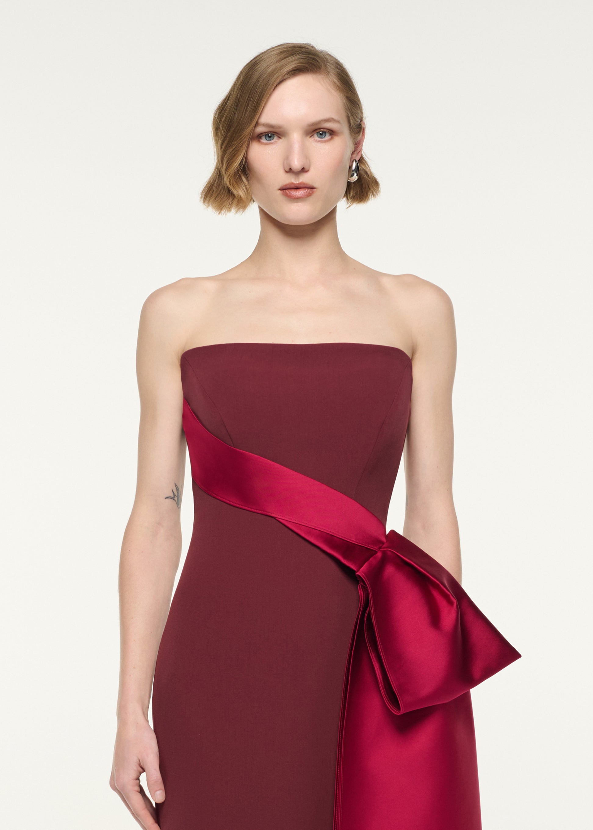 Contrast Drape Strapless Gown