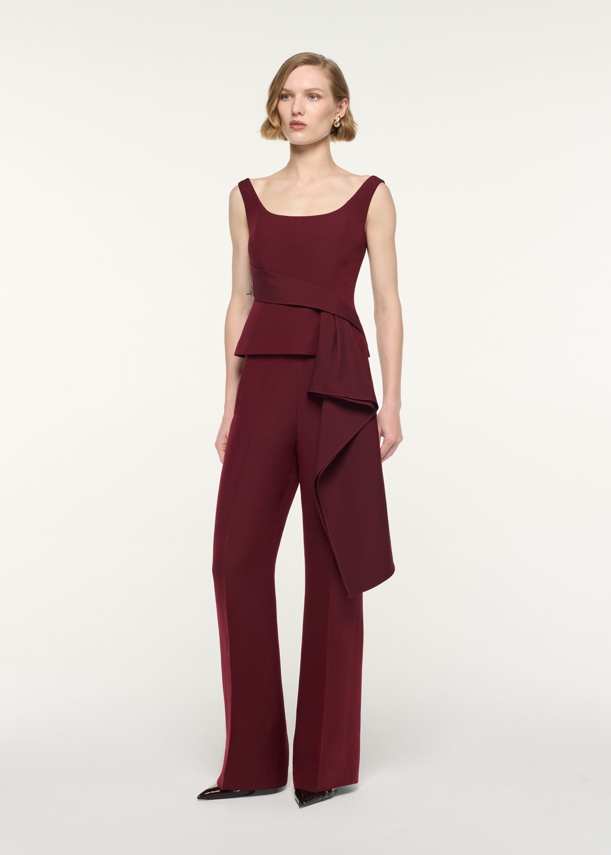 Wide Strap Fitted Drape Top