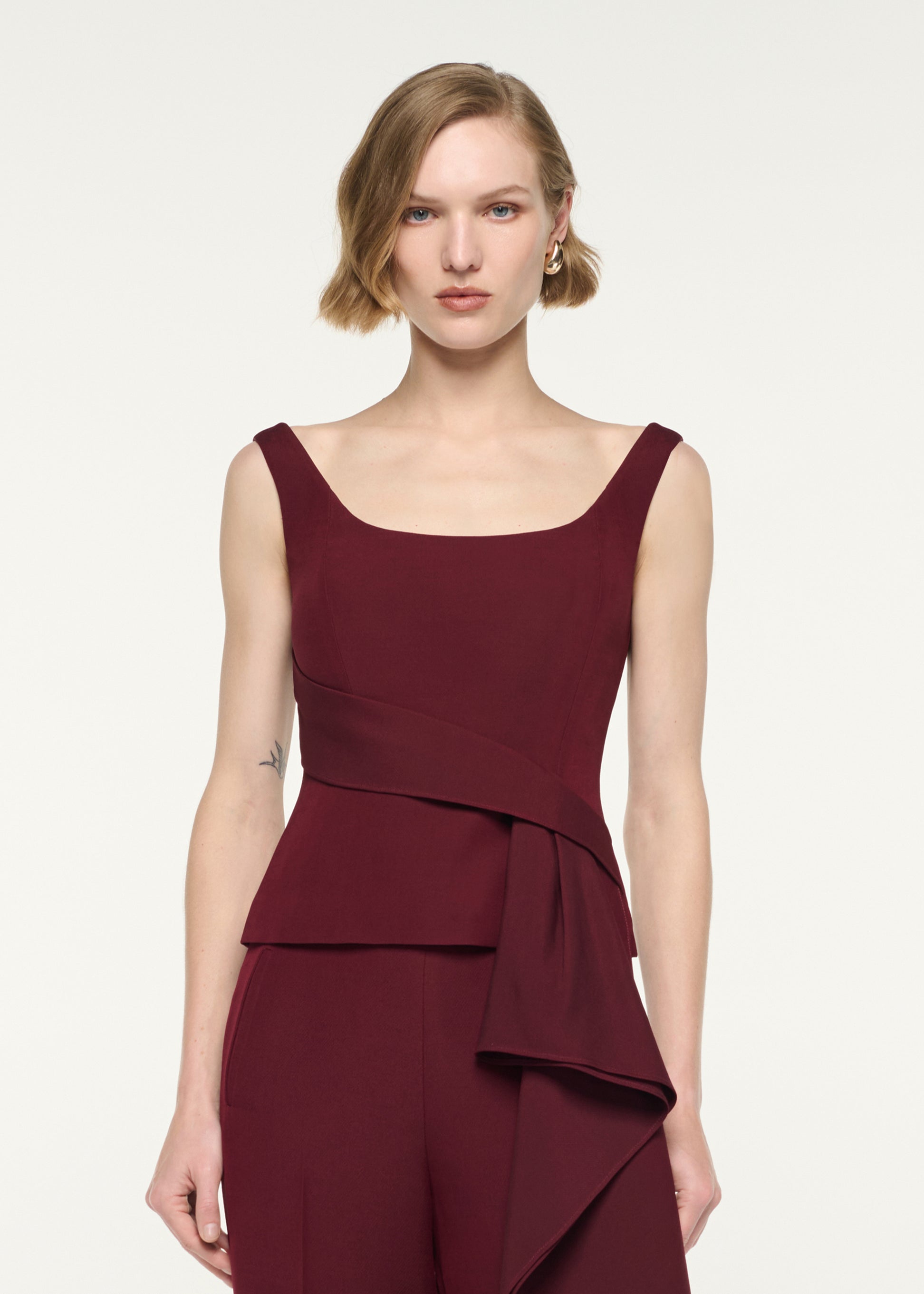 Wide Strap Fitted Drape Top