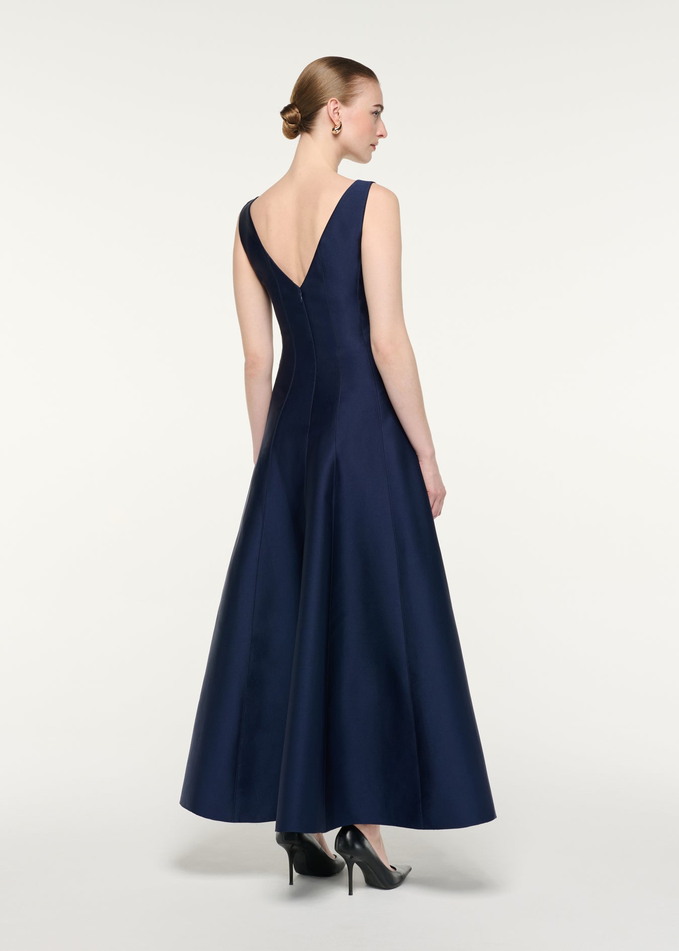 V-Neck Flower Applique Maxi Dress