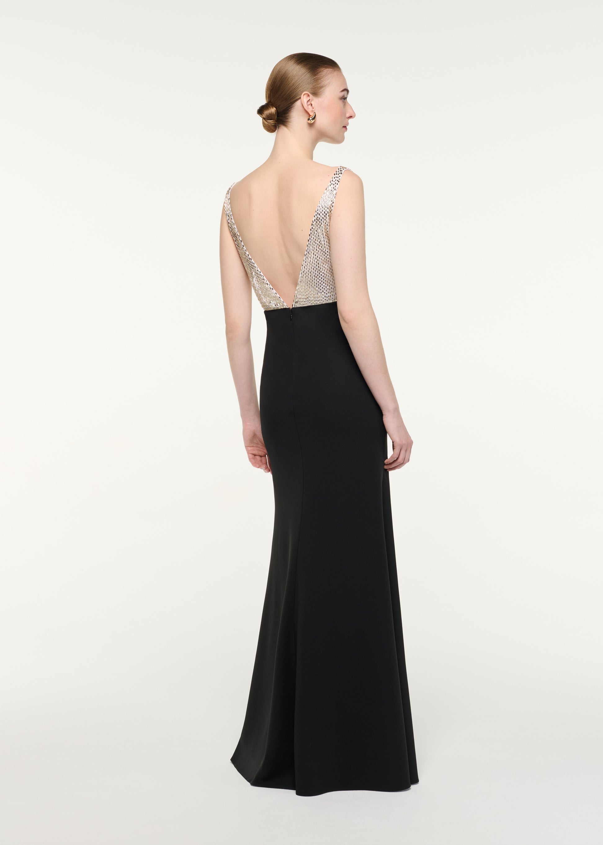 Contrast Diamante Cape Gown