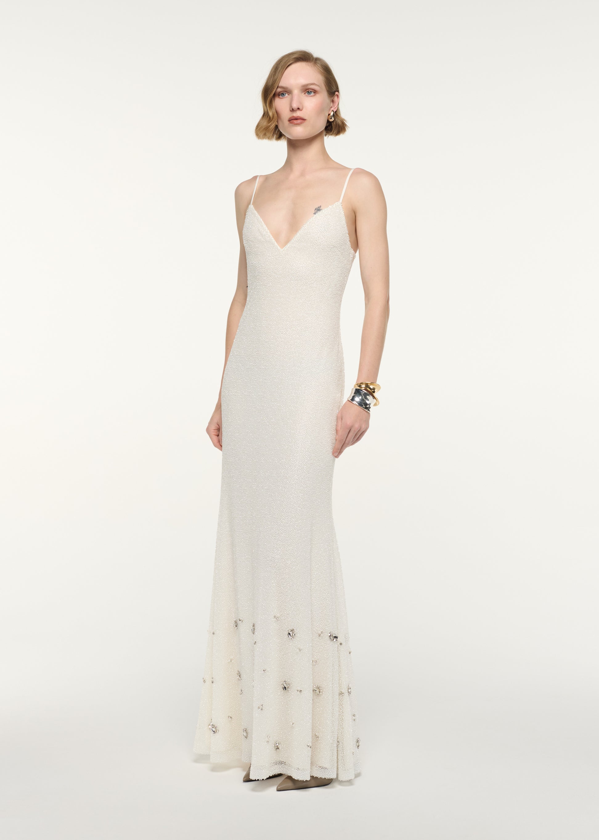 V-Neck Beaded Slip Dress
