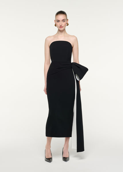 Monochrome Draped Midi Dress Black – Roland Mouret