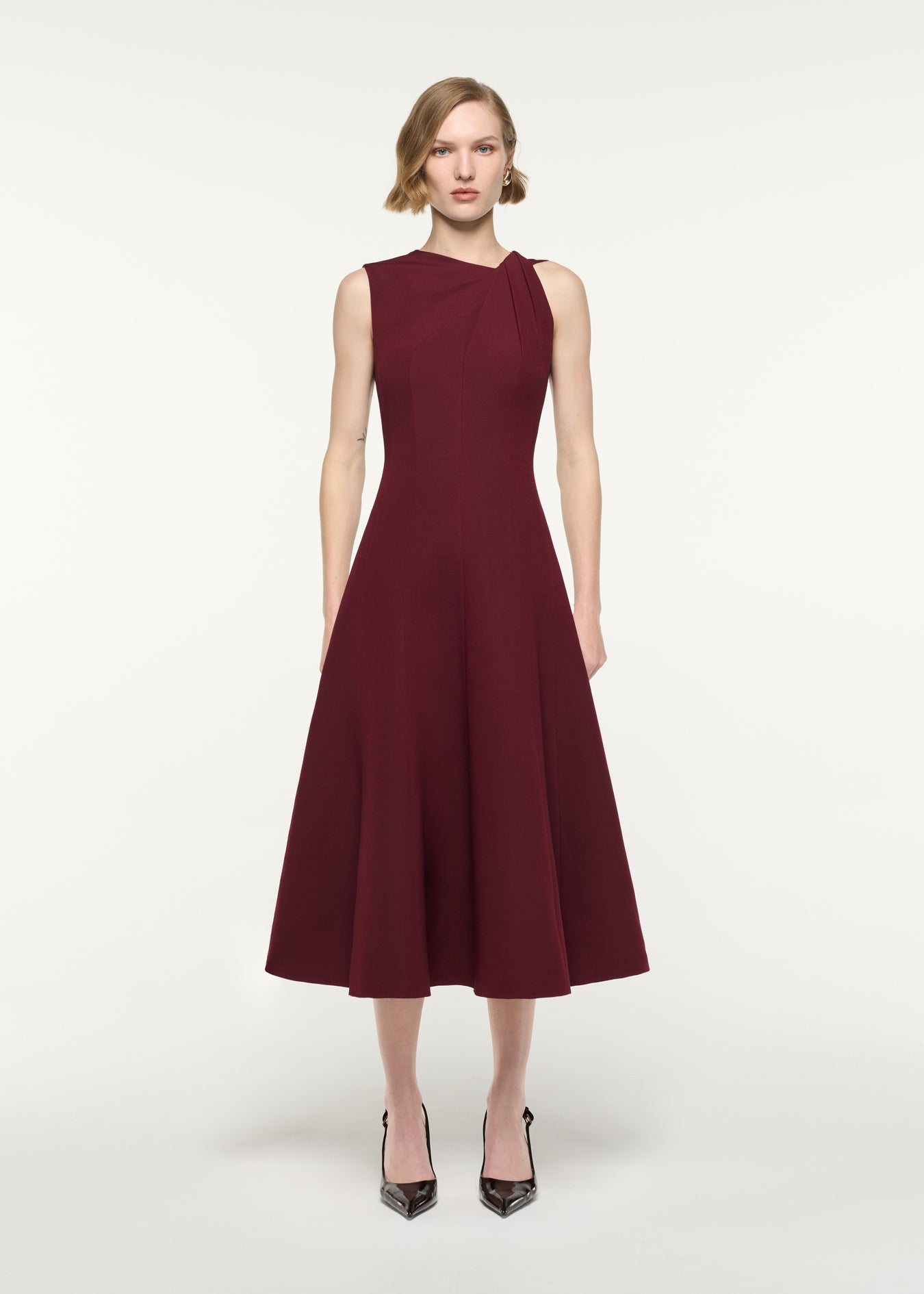 Asymmetrical Twist Midi Dress