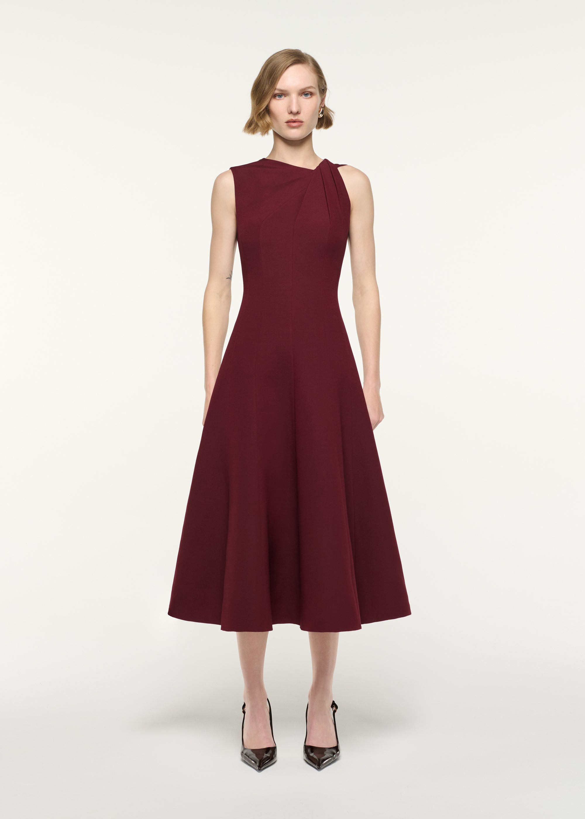 Asymmetrical Twist Midi Dress