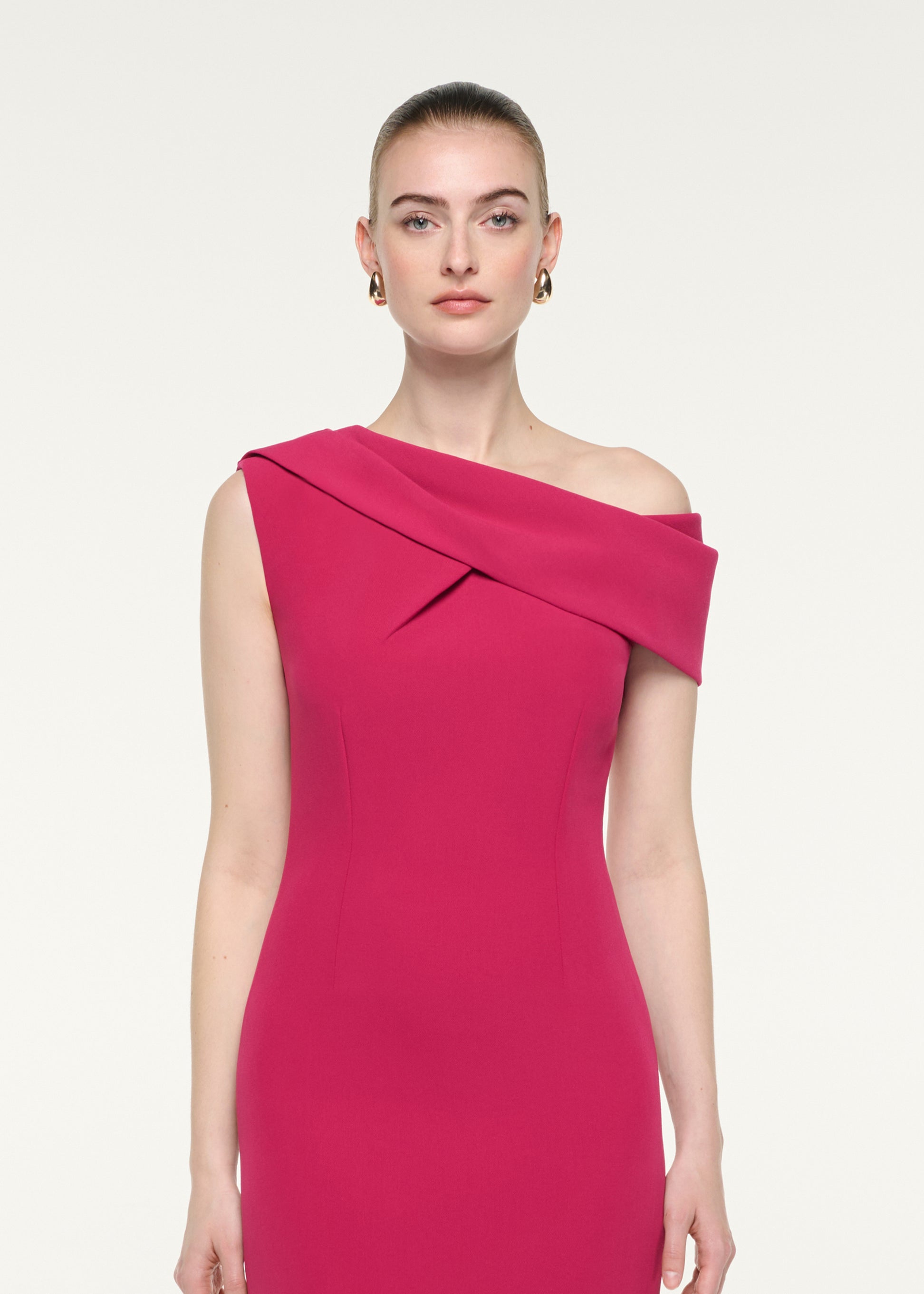 Asymmetric Drape Midi Dress