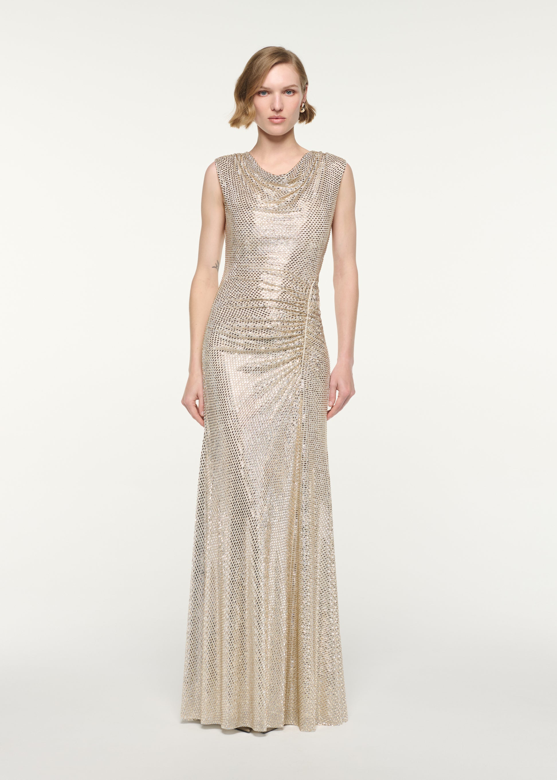 Gathered Diamante Gown