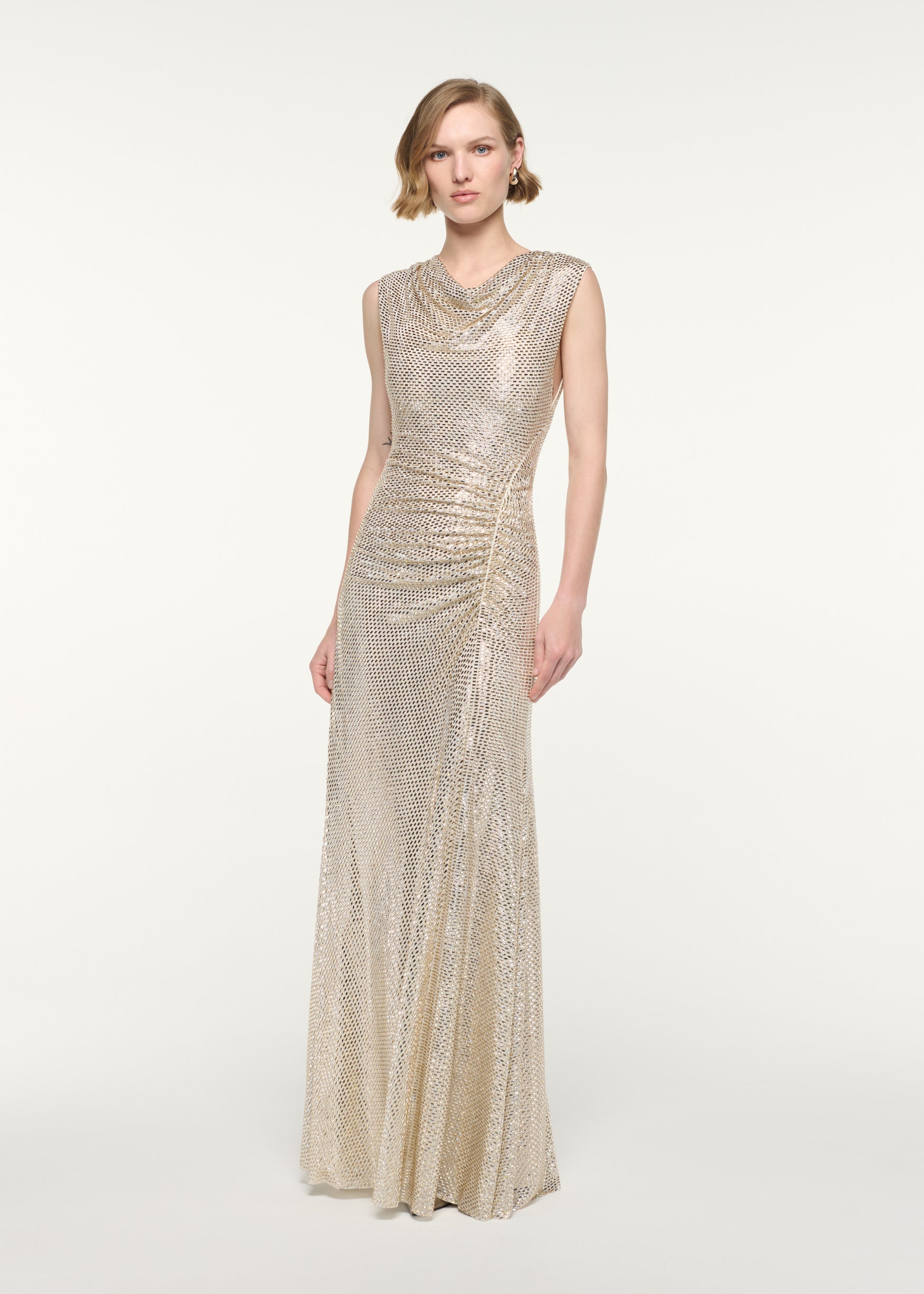 Gathered Diamante Gown