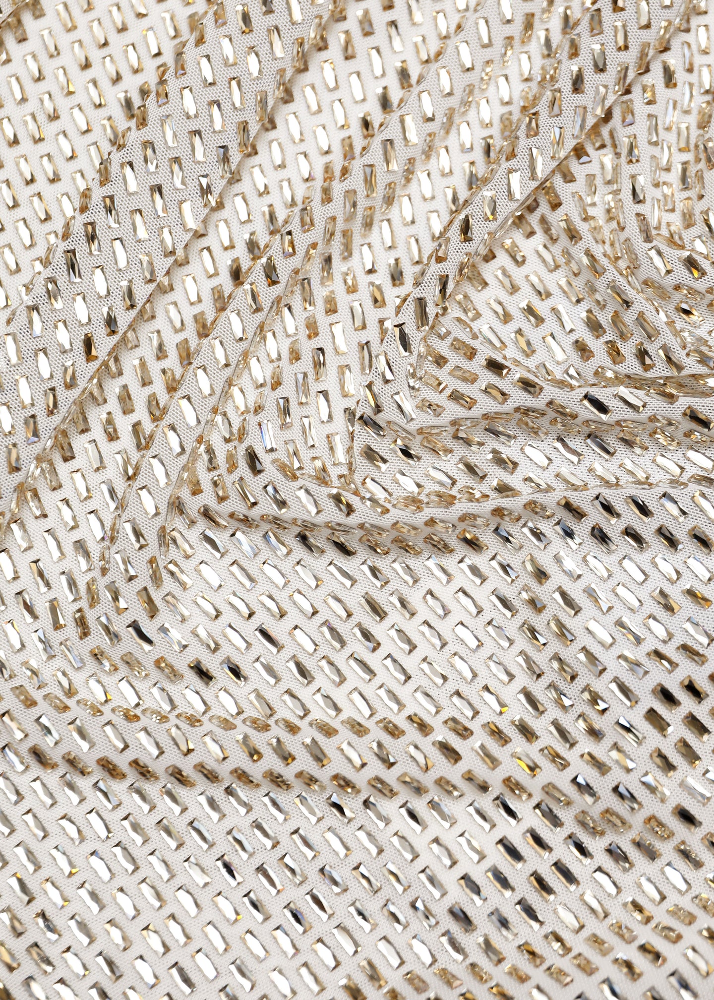 A close up of the fabric for the Gathered Diamante Gown