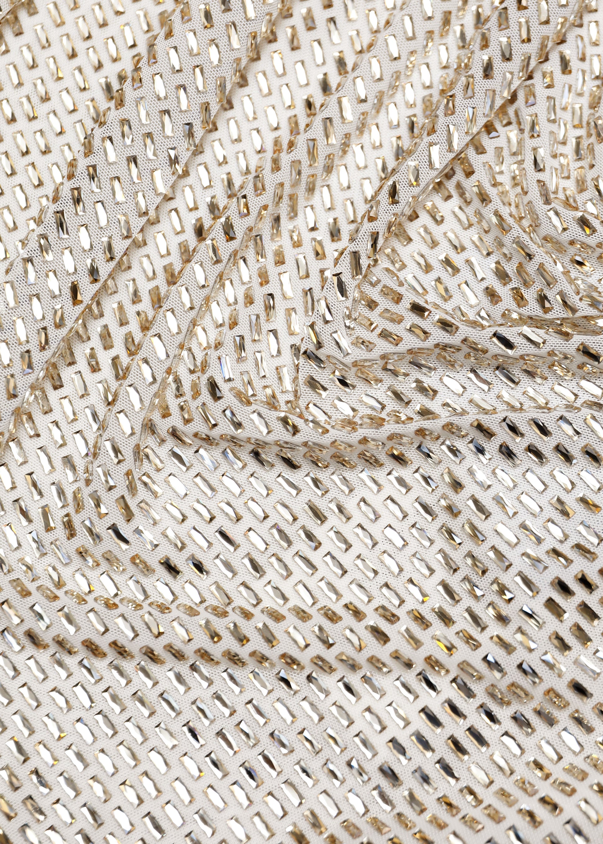 A close up of the fabric for the Gathered Diamante Gown