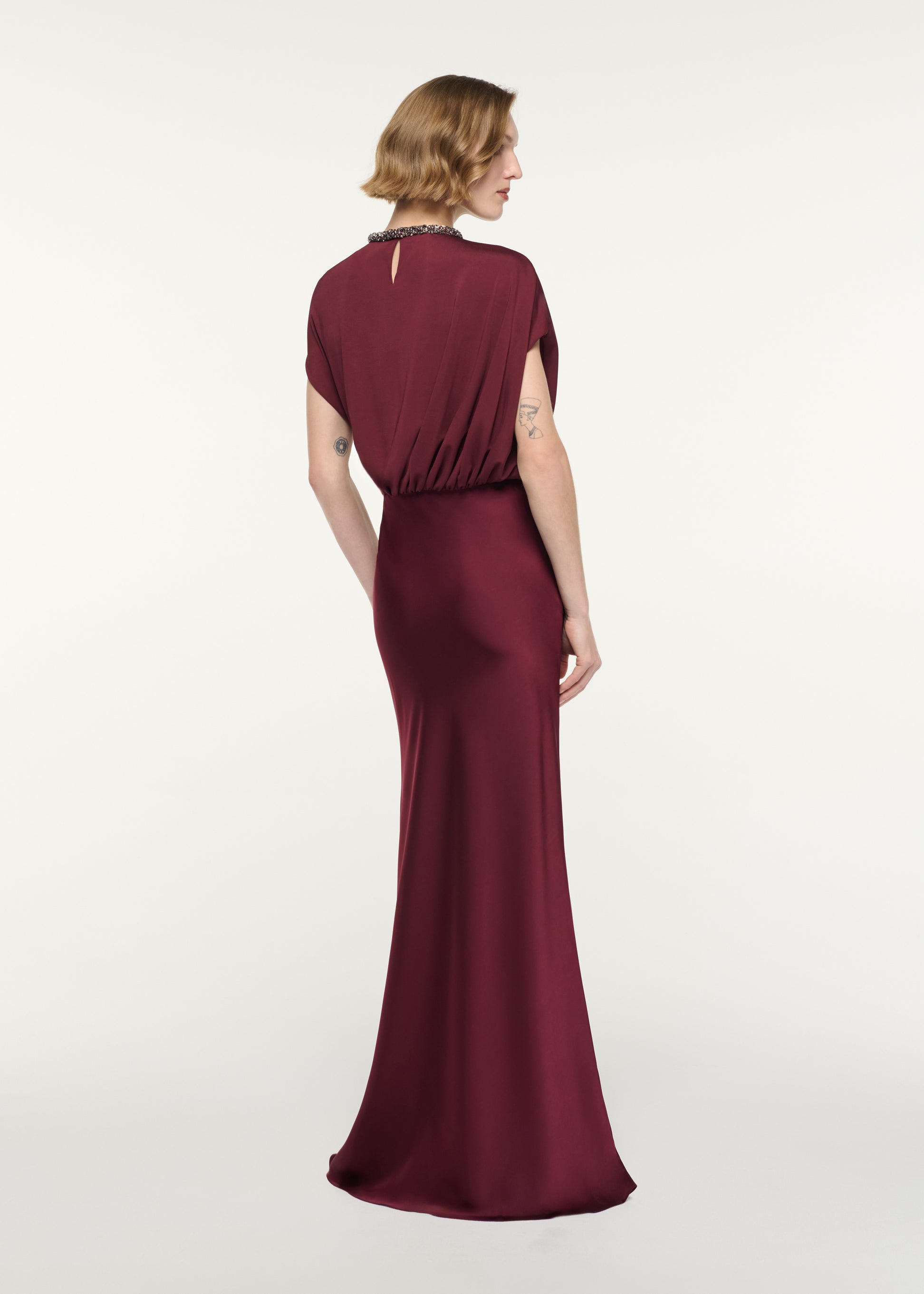Crystal Neckline Blouson Gown