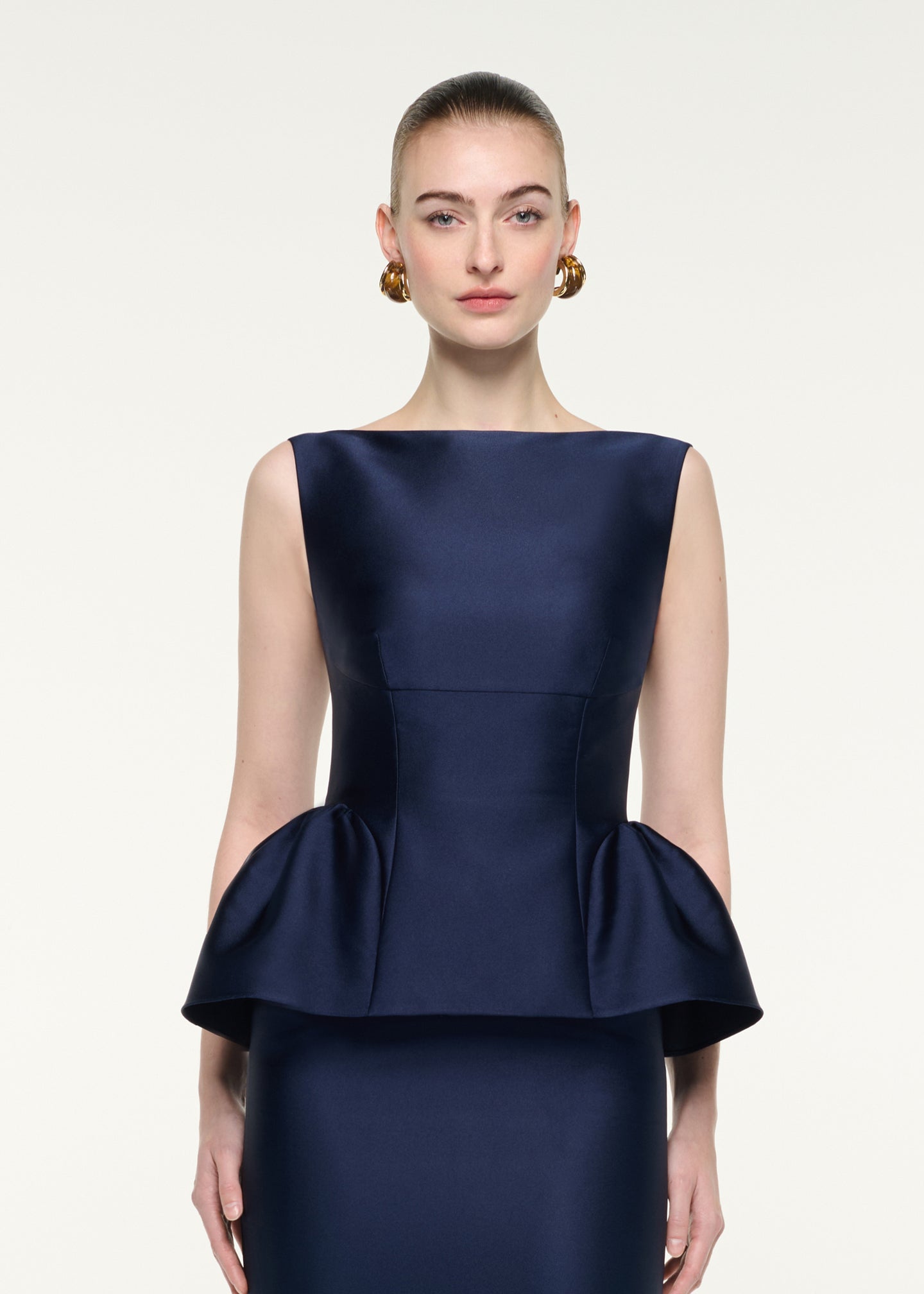Sleeveless Peplum Column Midi Dress