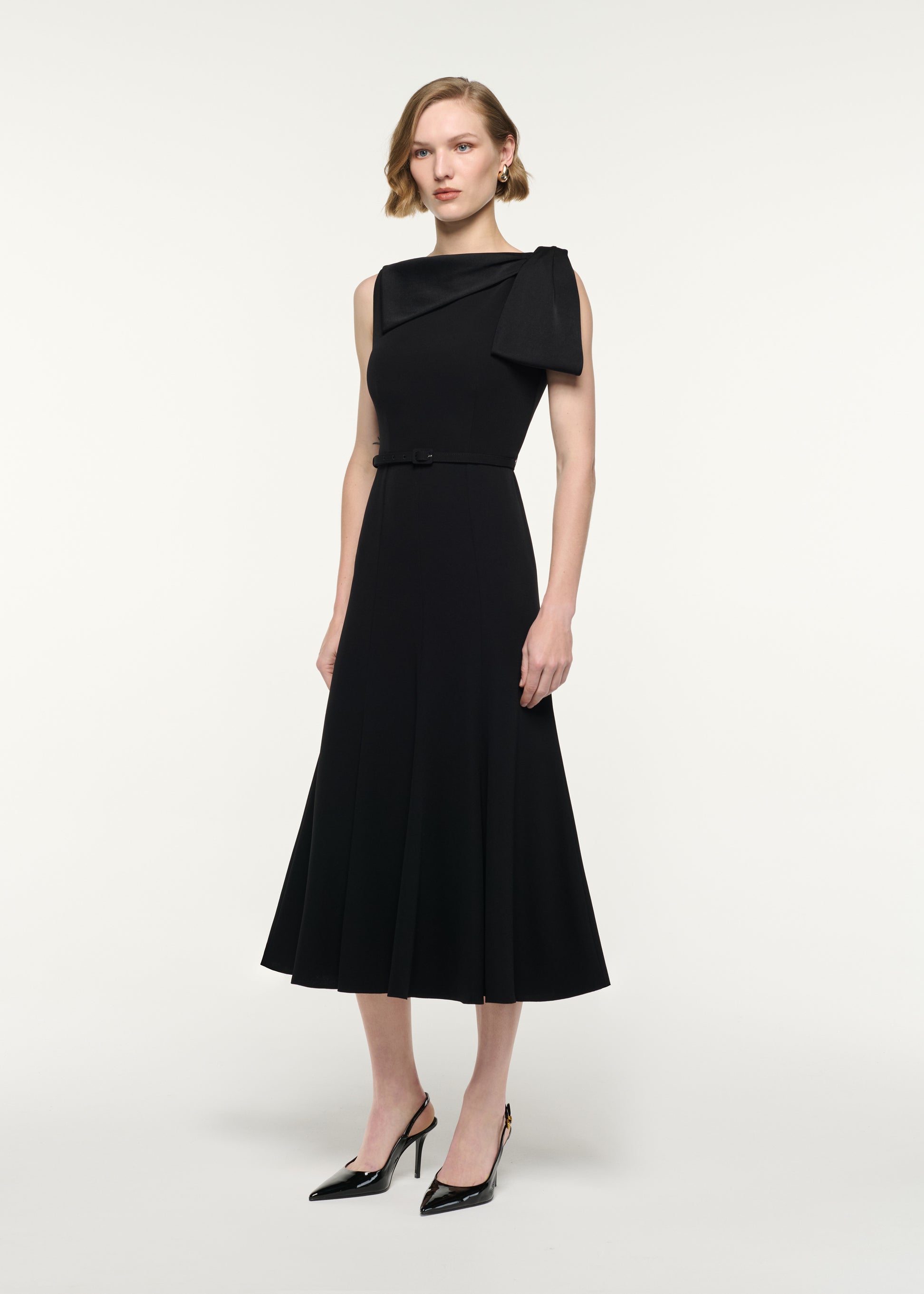 Asymetric Bow Midi Dress