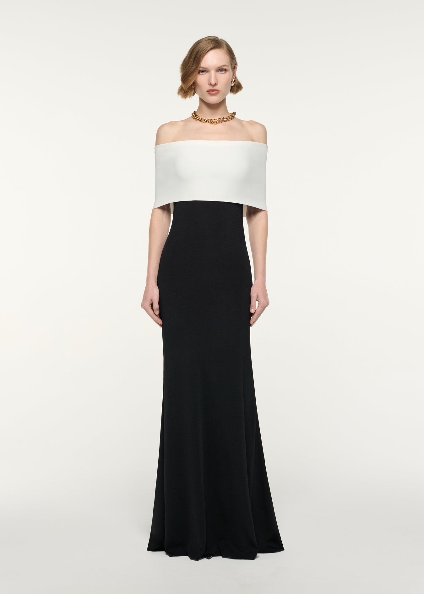 Monocrome Off The Shoulder Knit Gown