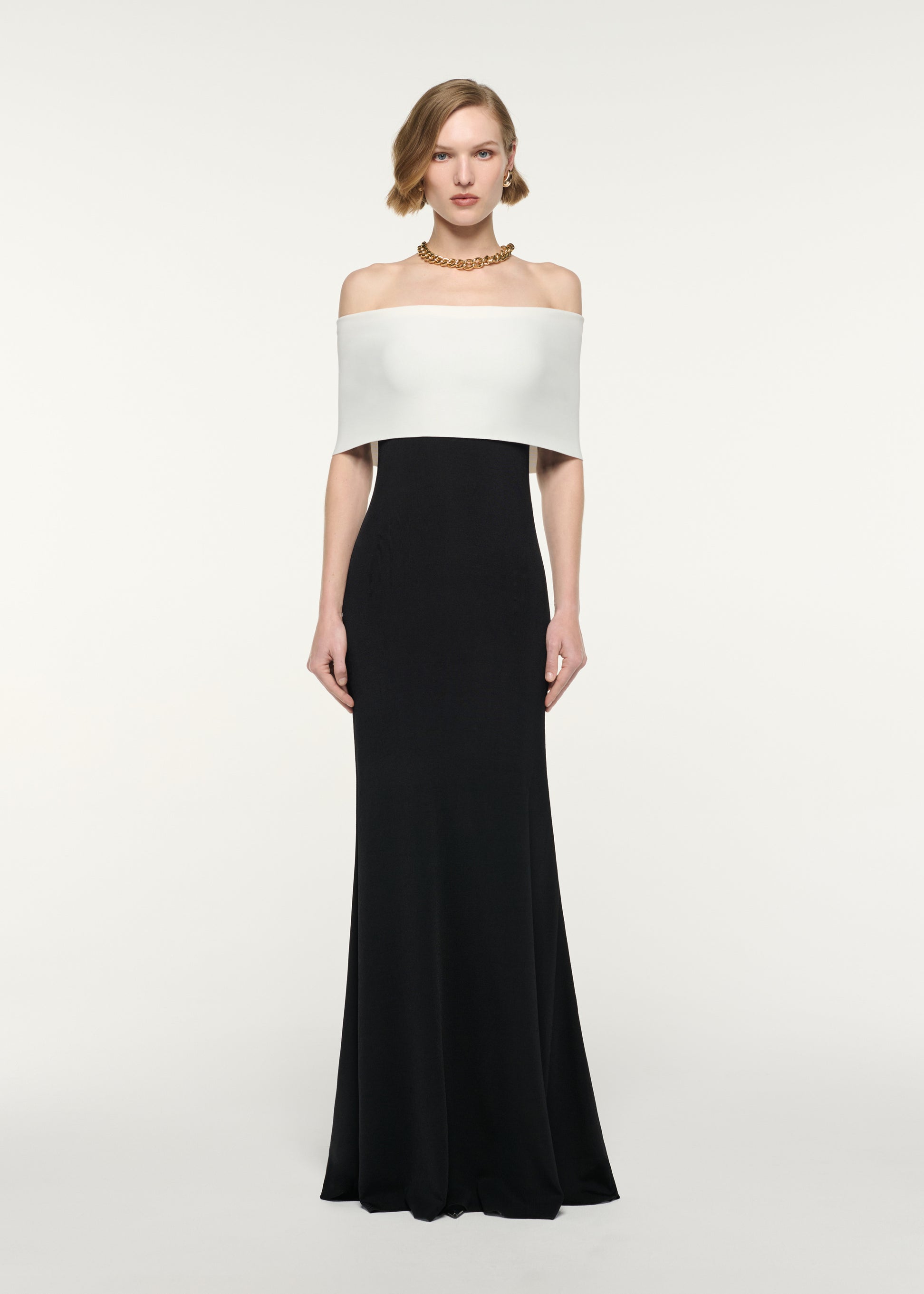 Monocrome Off The Shoulder Knit Gown