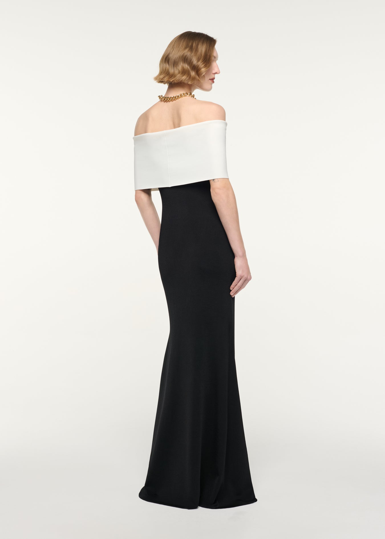 Monocrome Off The Shoulder Knit Gown