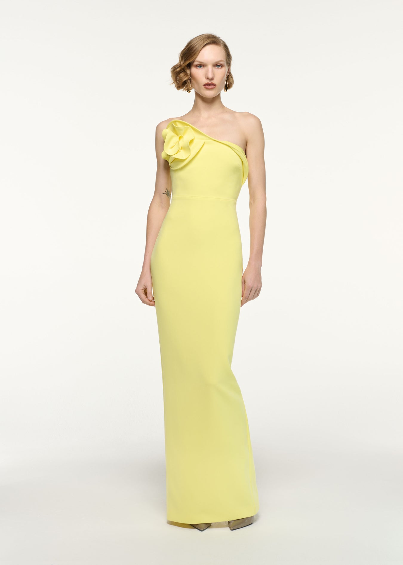 Flower Detail Strapless Gown