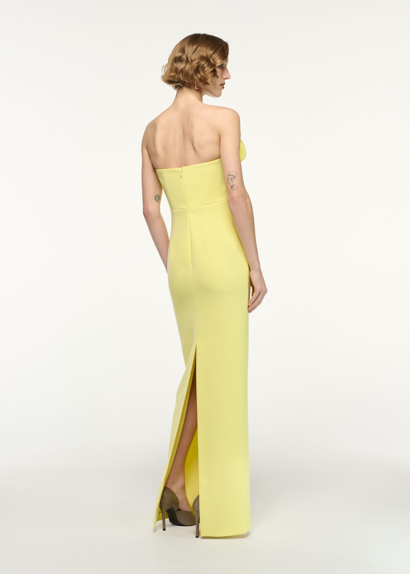 Flower Detail Strapless Gown