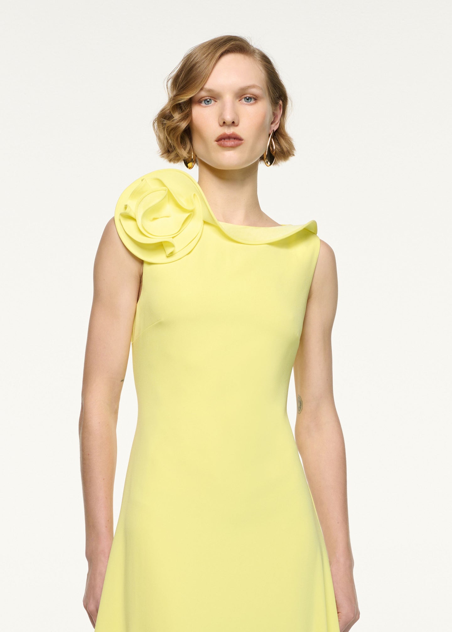 Flower Collared Sleeveless Midi Dress