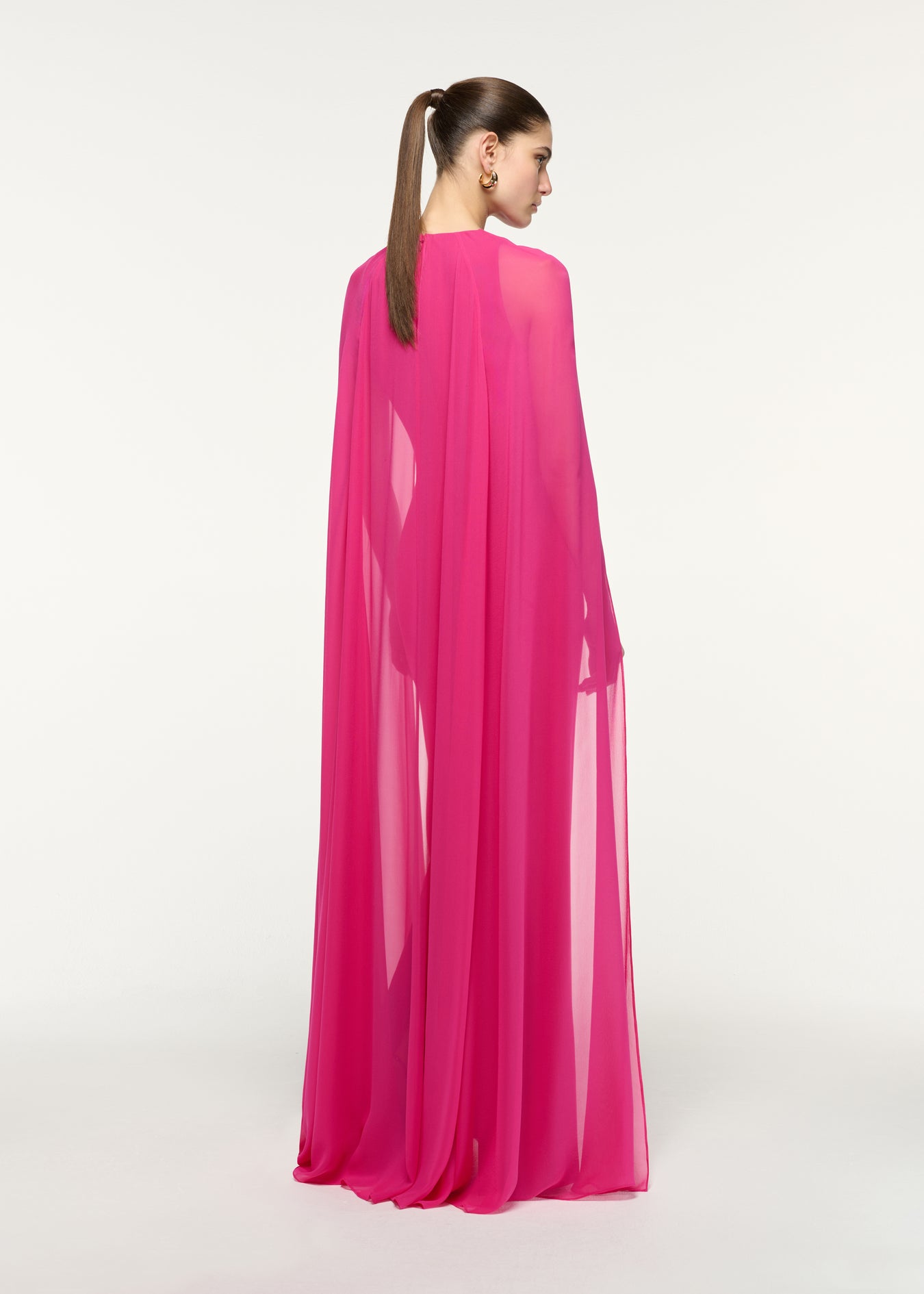 Flower Detail Caped Column Gown
