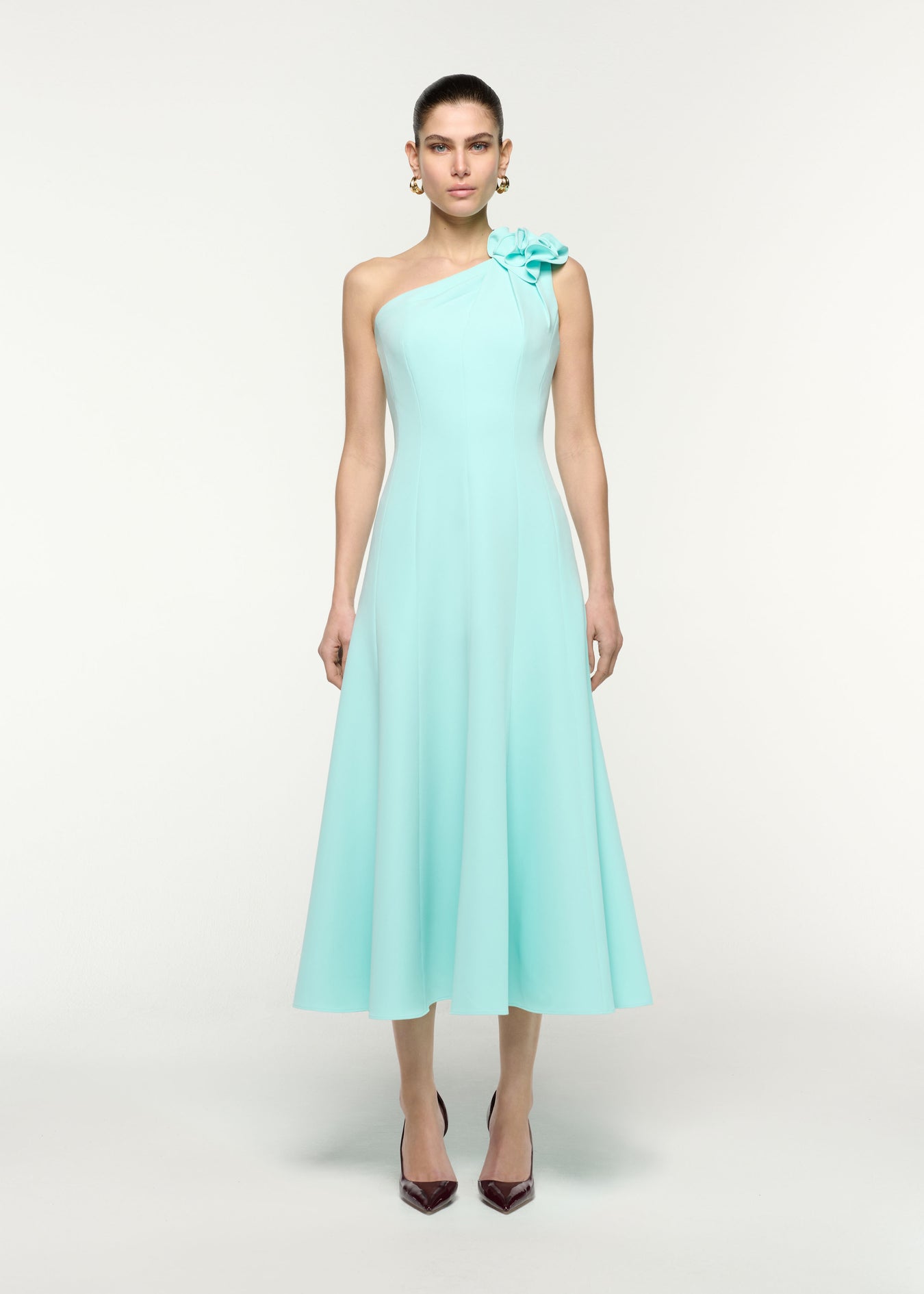 Flower Detail One Shoulder Midi Dress