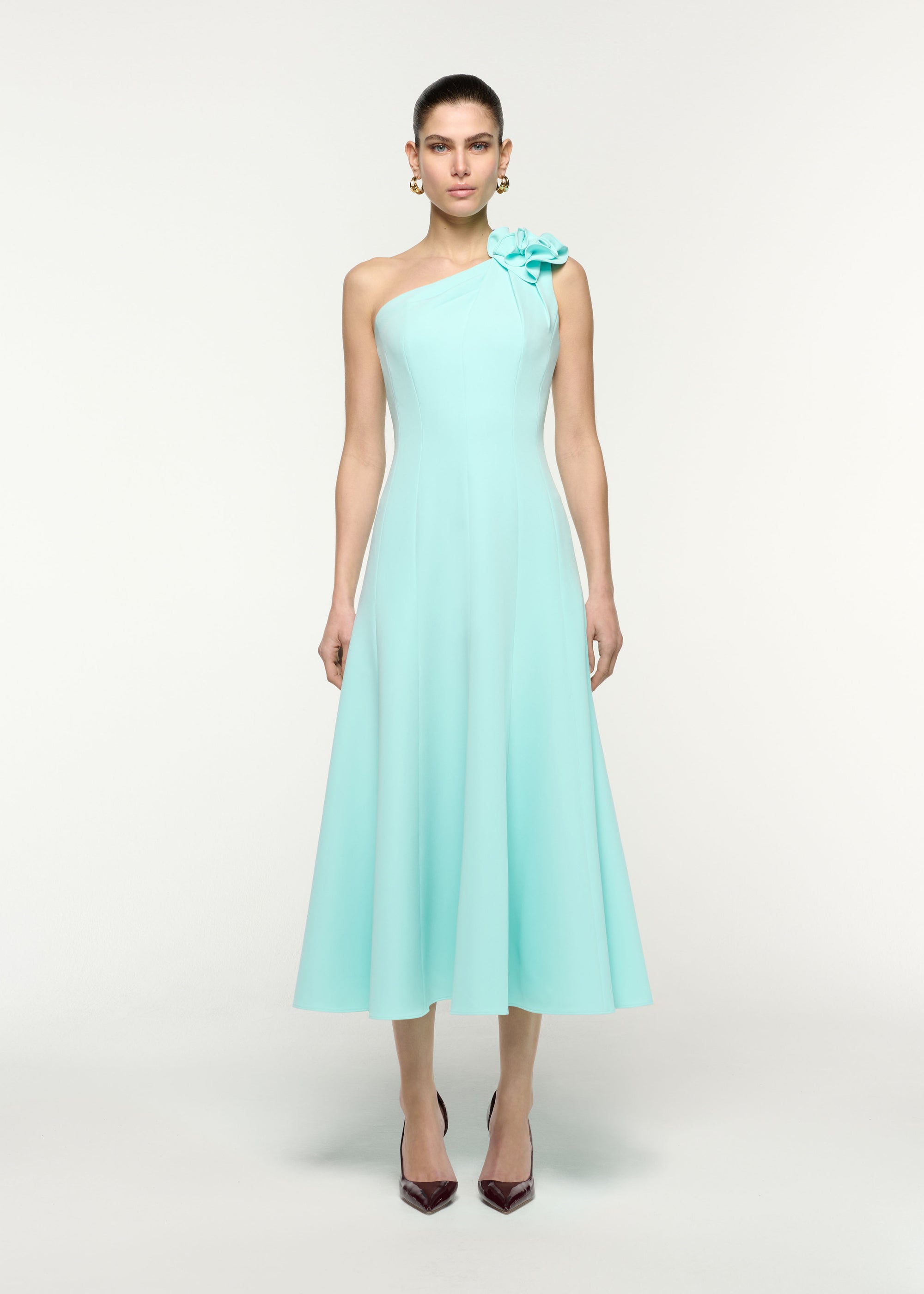 Flower Detail One Shoulder Midi Dress