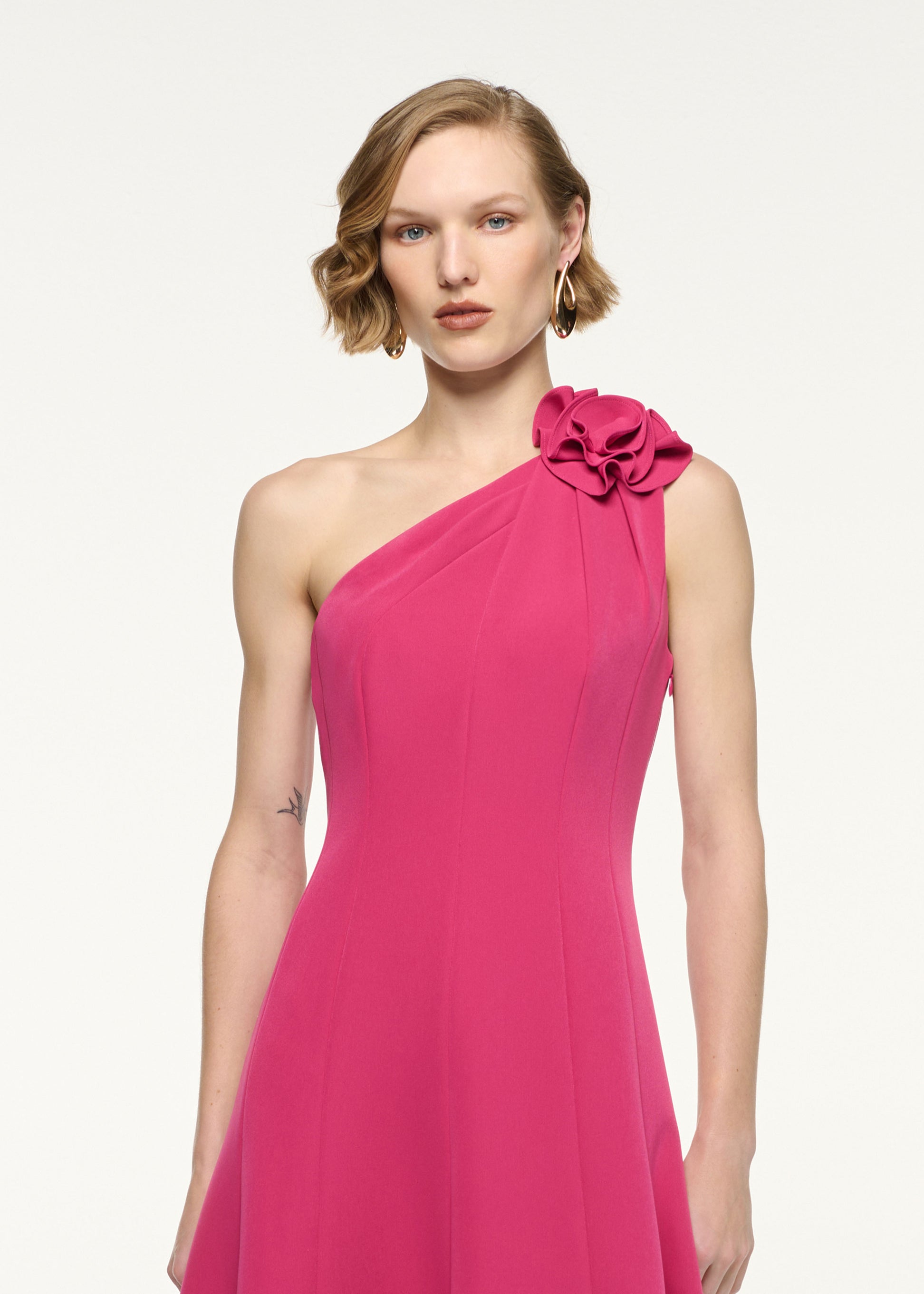 Flower Detail One Shoulder Midi Dress