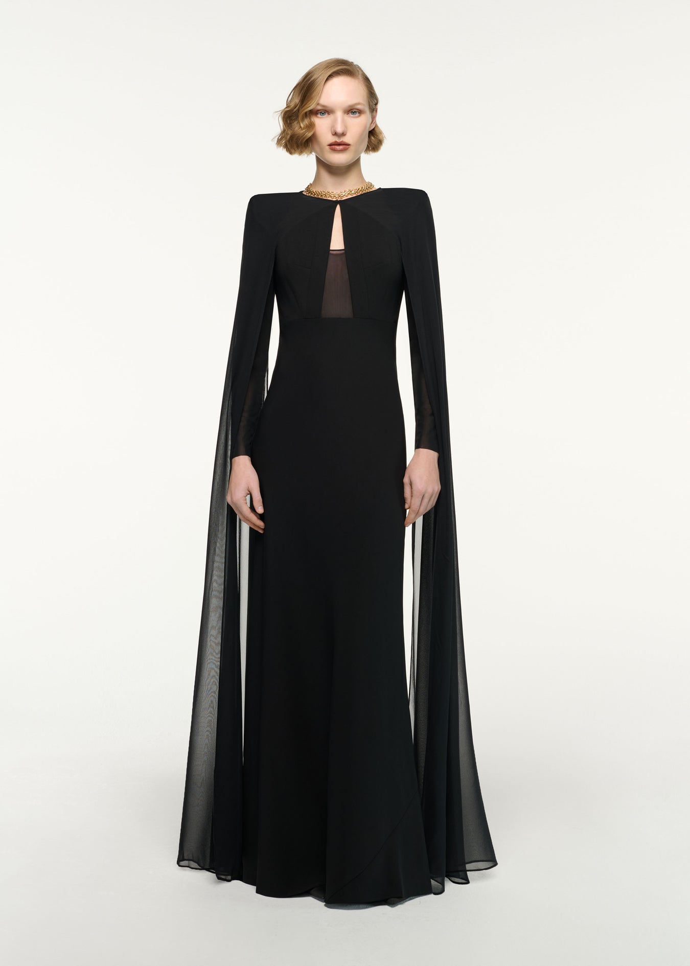 Long Sleeve Cape Gown