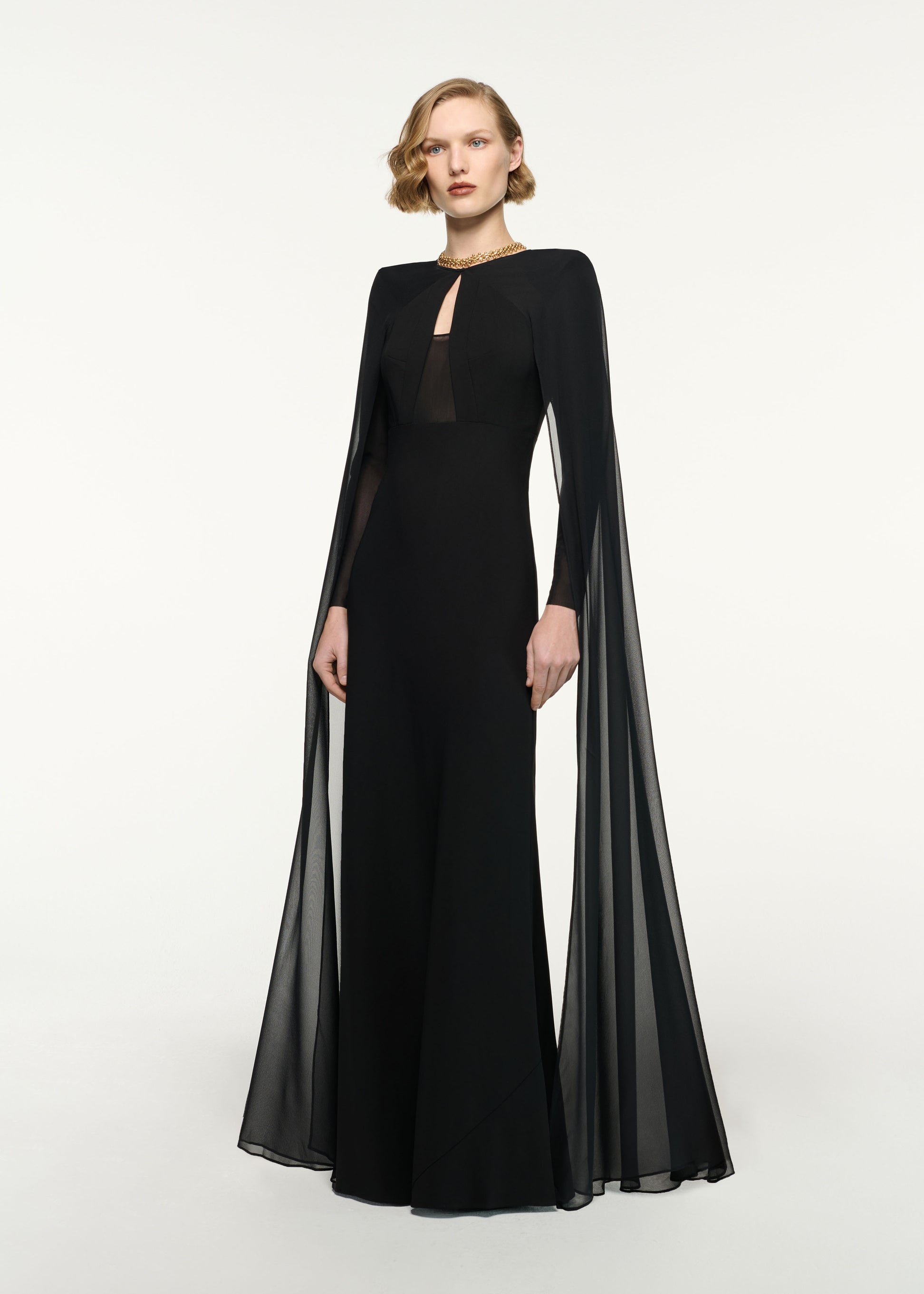 Long Sleeve Cape Gown