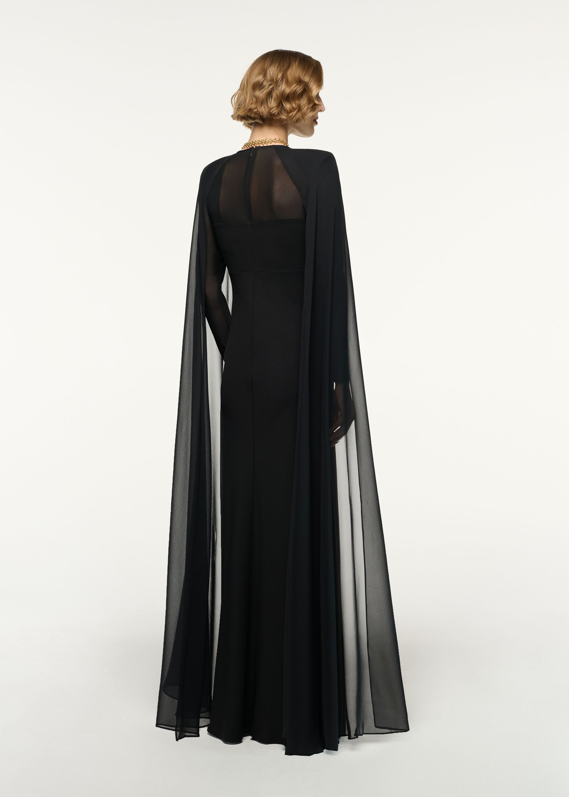 Long Sleeve Cape Gown