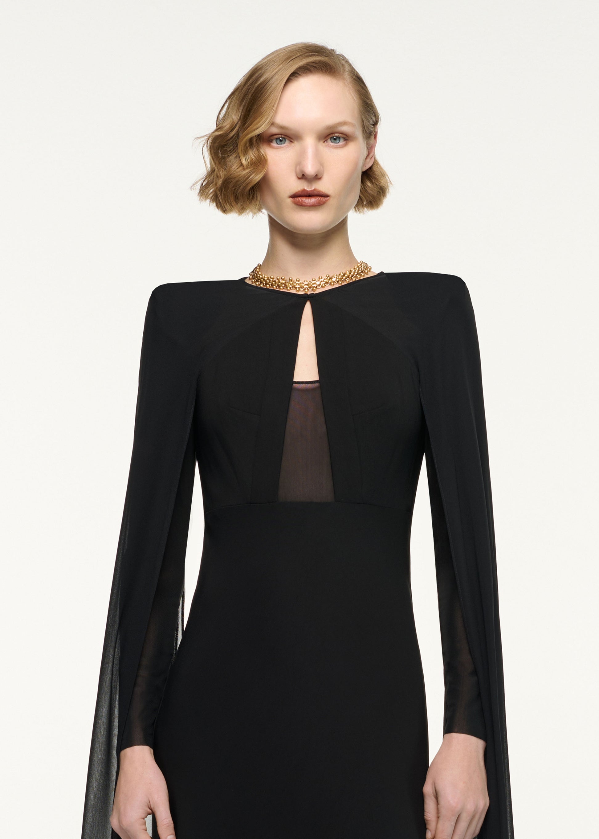 Long Sleeve Cape Gown