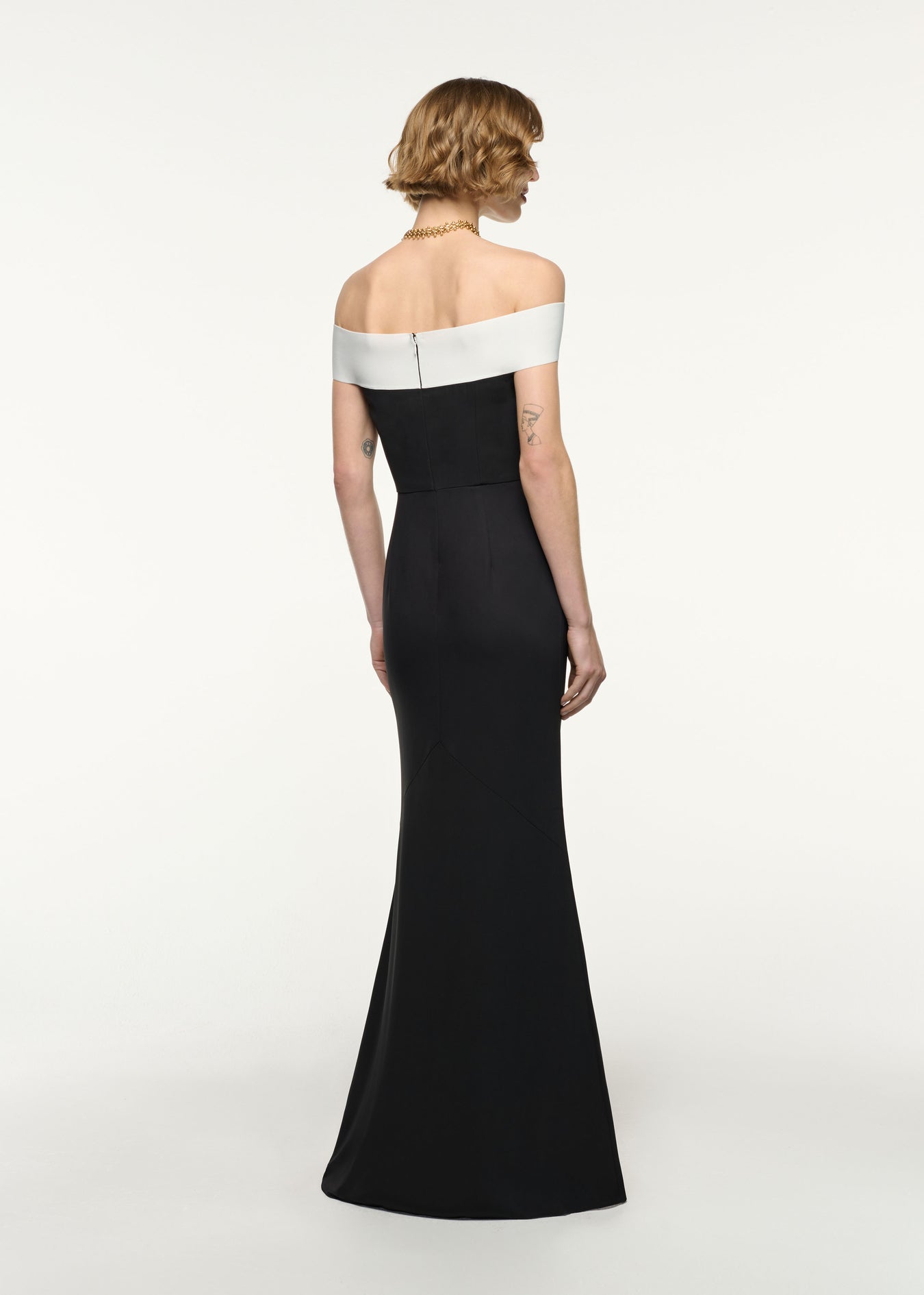 Off-The-Shoulder Stretch-Cady Gown