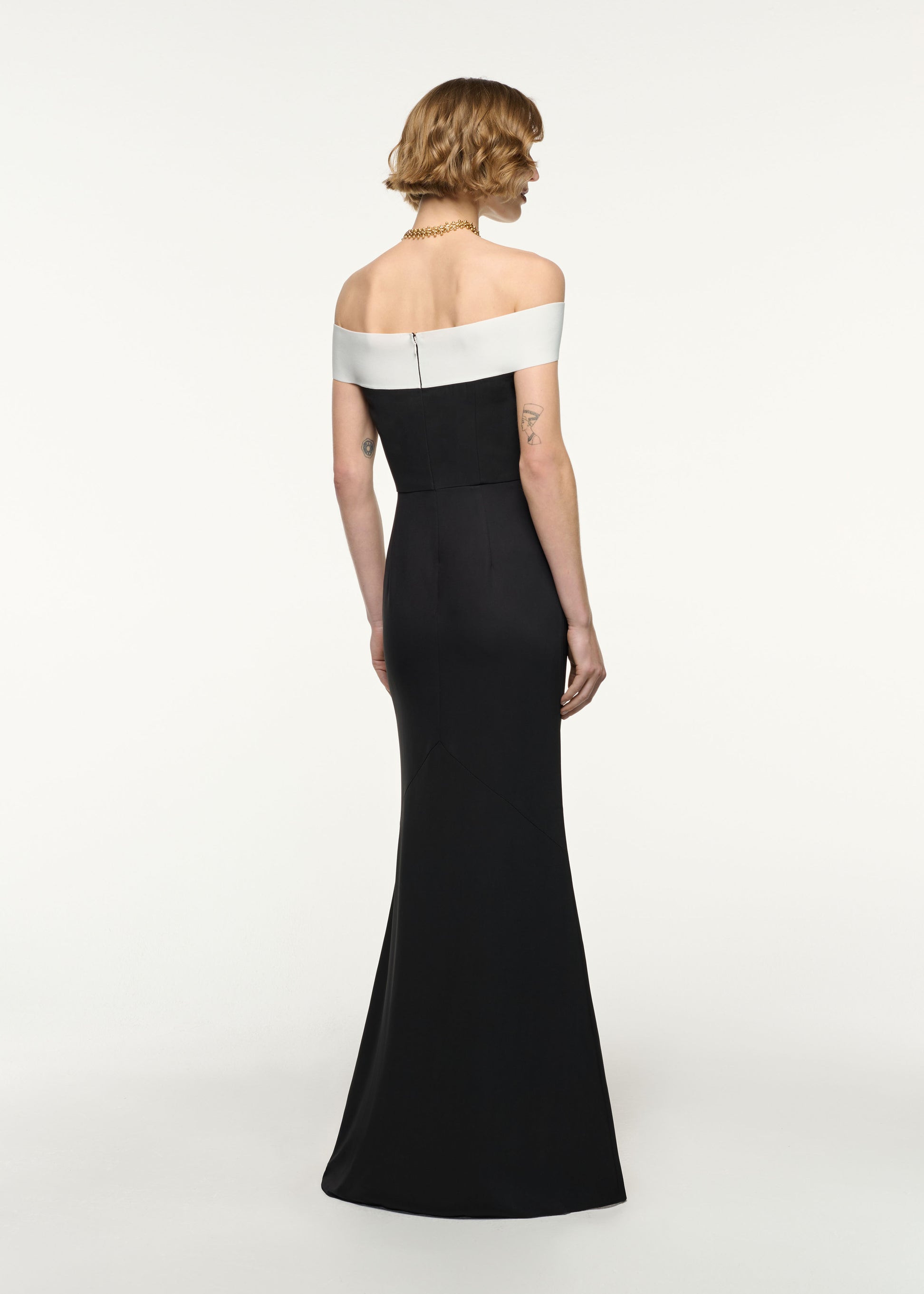 Off-The-Shoulder Stretch-Cady Gown