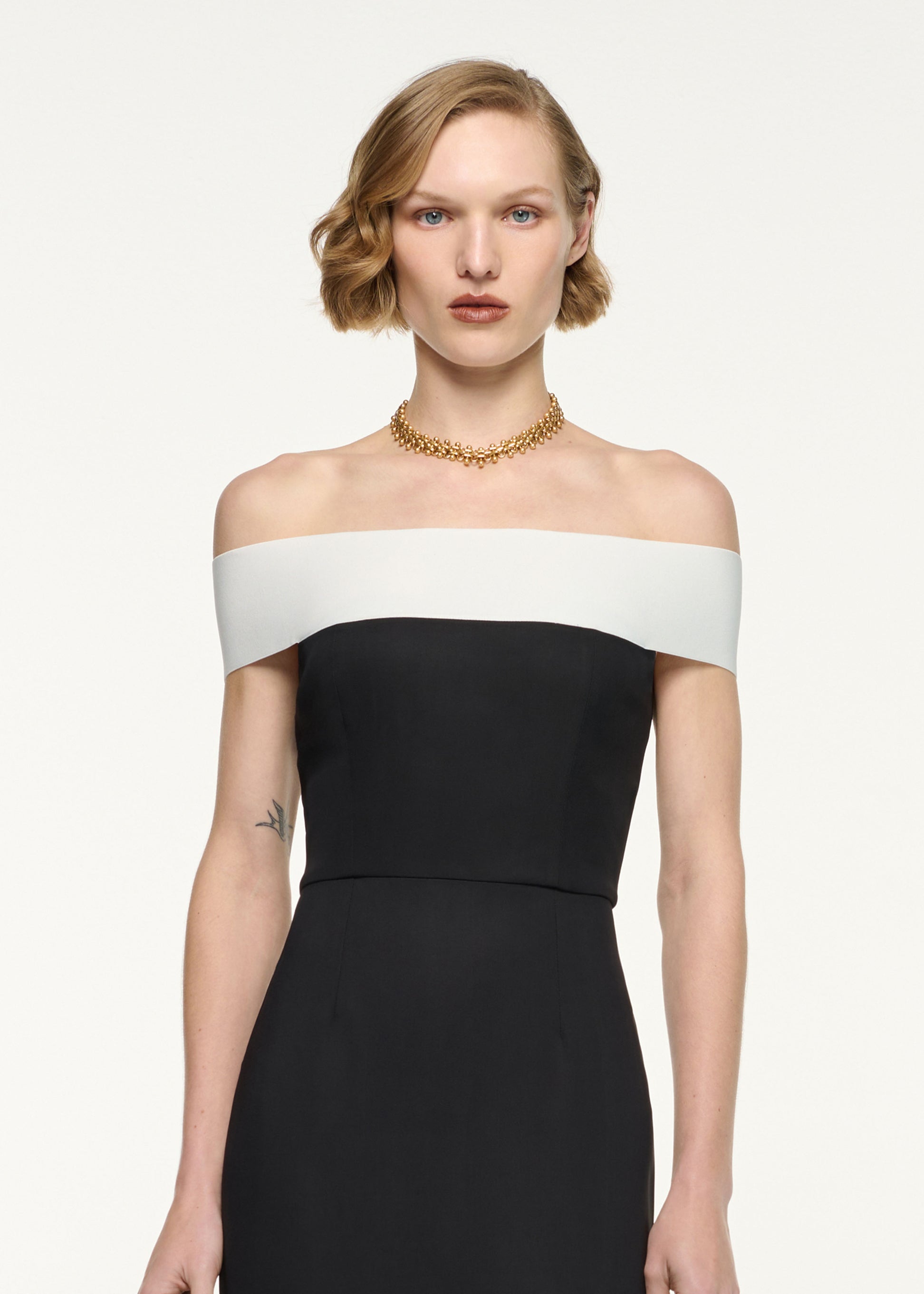 Off-The-Shoulder Stretch-Cady Gown