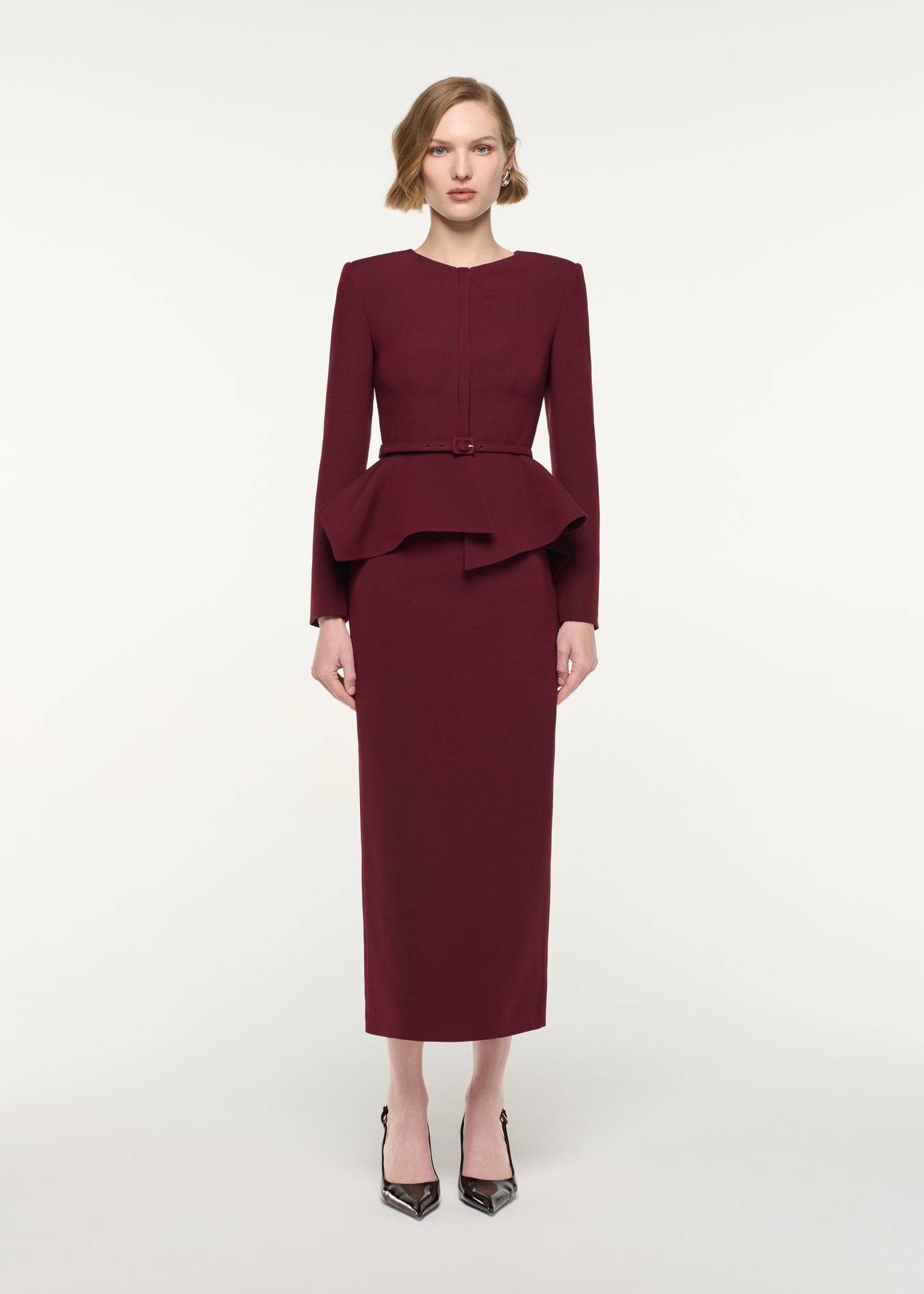 Wool Silk Midi Skirt