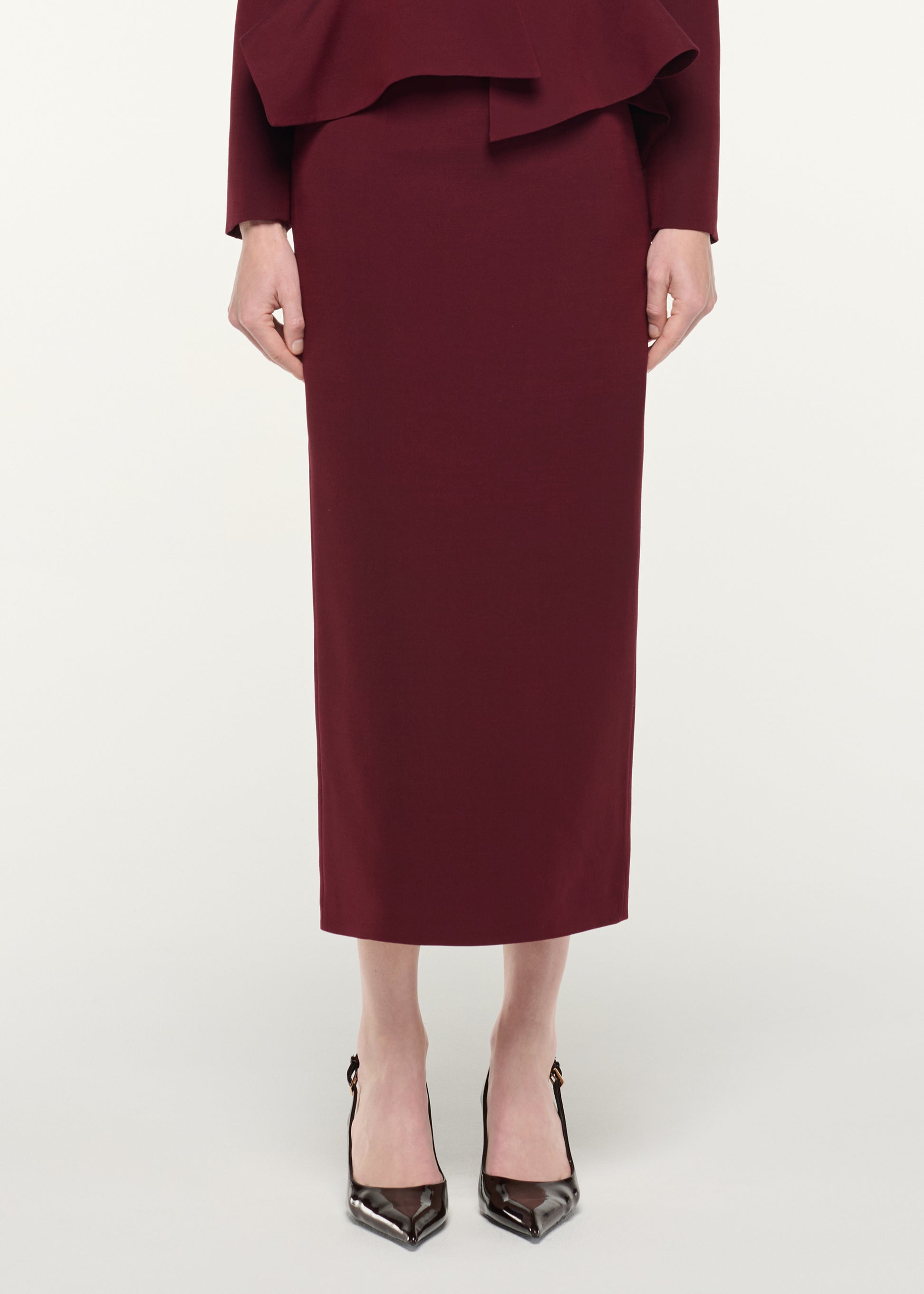 Wool Silk Midi Skirt