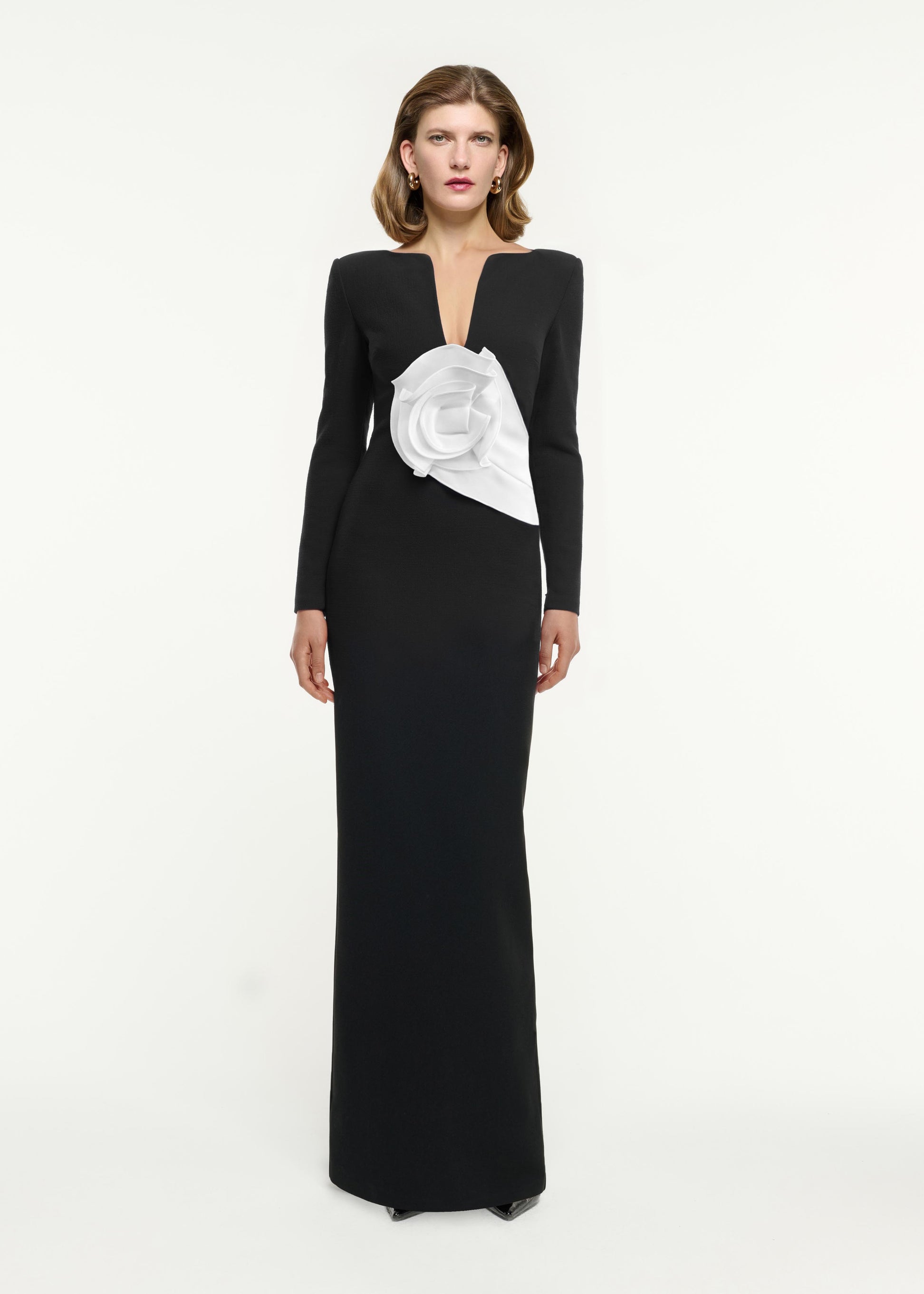 Flower Detail Maxi Dress in Monochrome – Roland Mouret