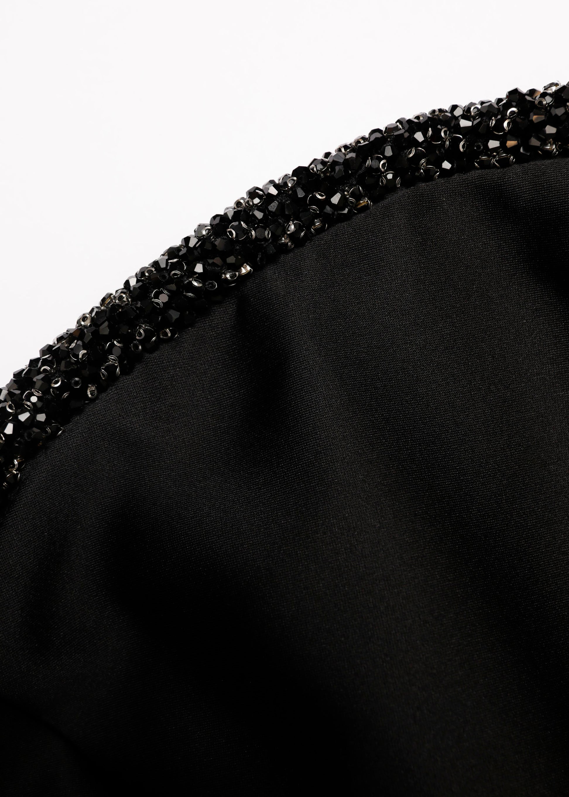 Curved Crystal Neckline Taffeta Gown