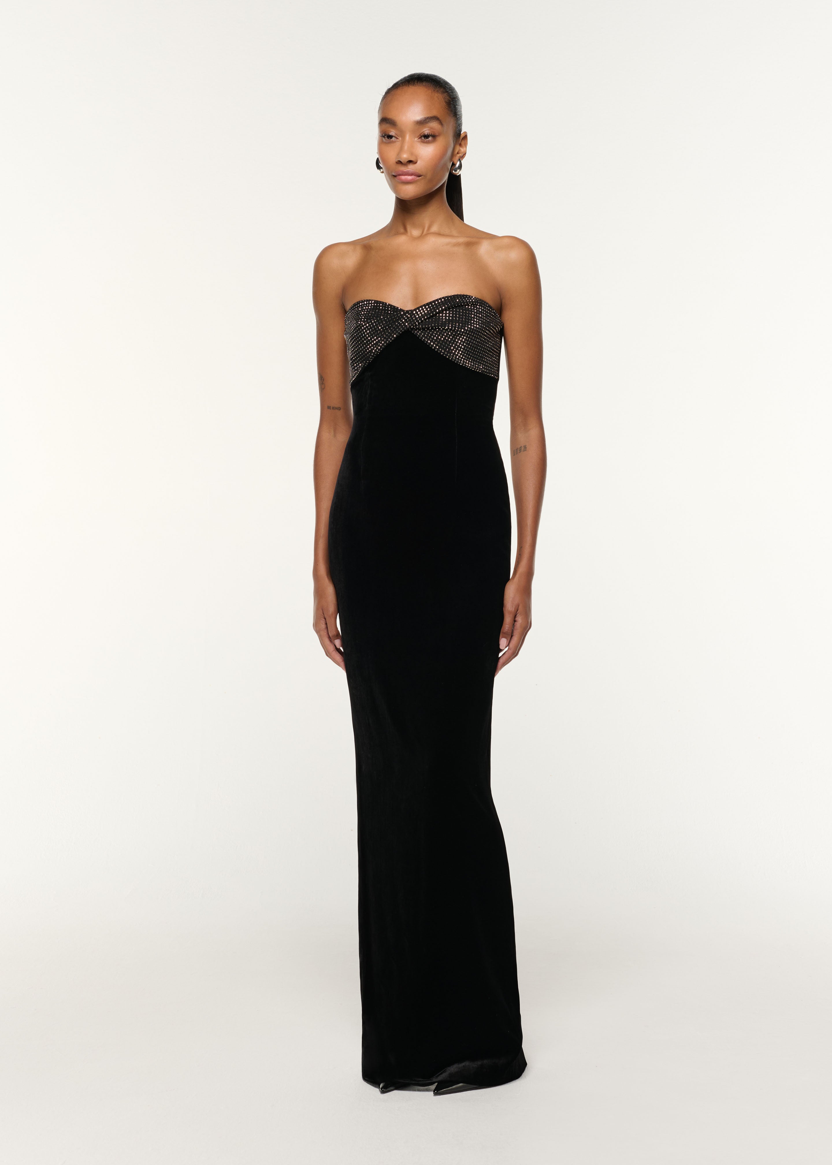 Diamante Twist Drape Velvet Column Gown Black – Roland Mouret