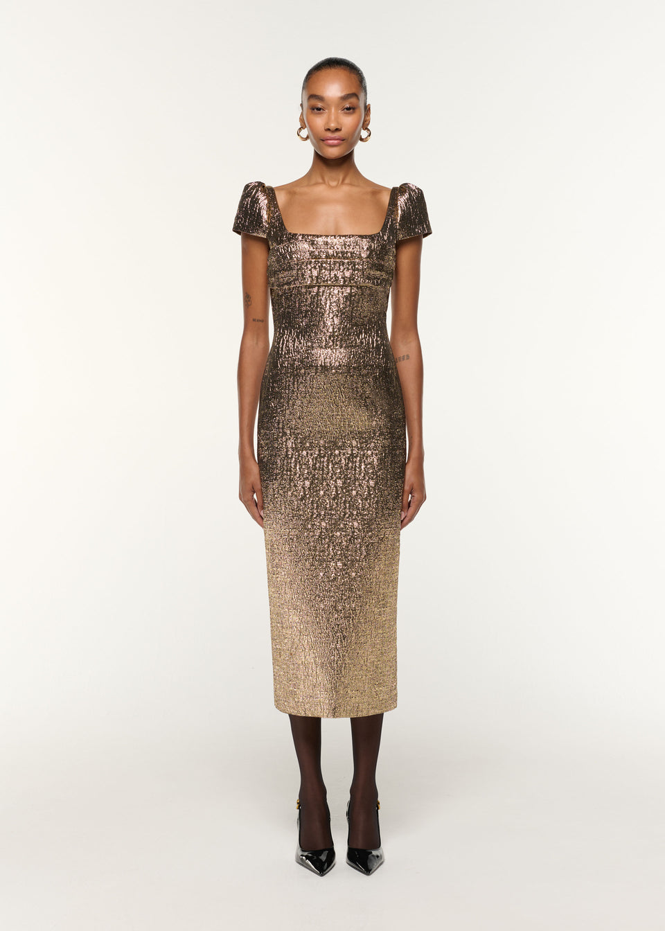 Square Neckline Sequin Dress Gold – Roland Mouret