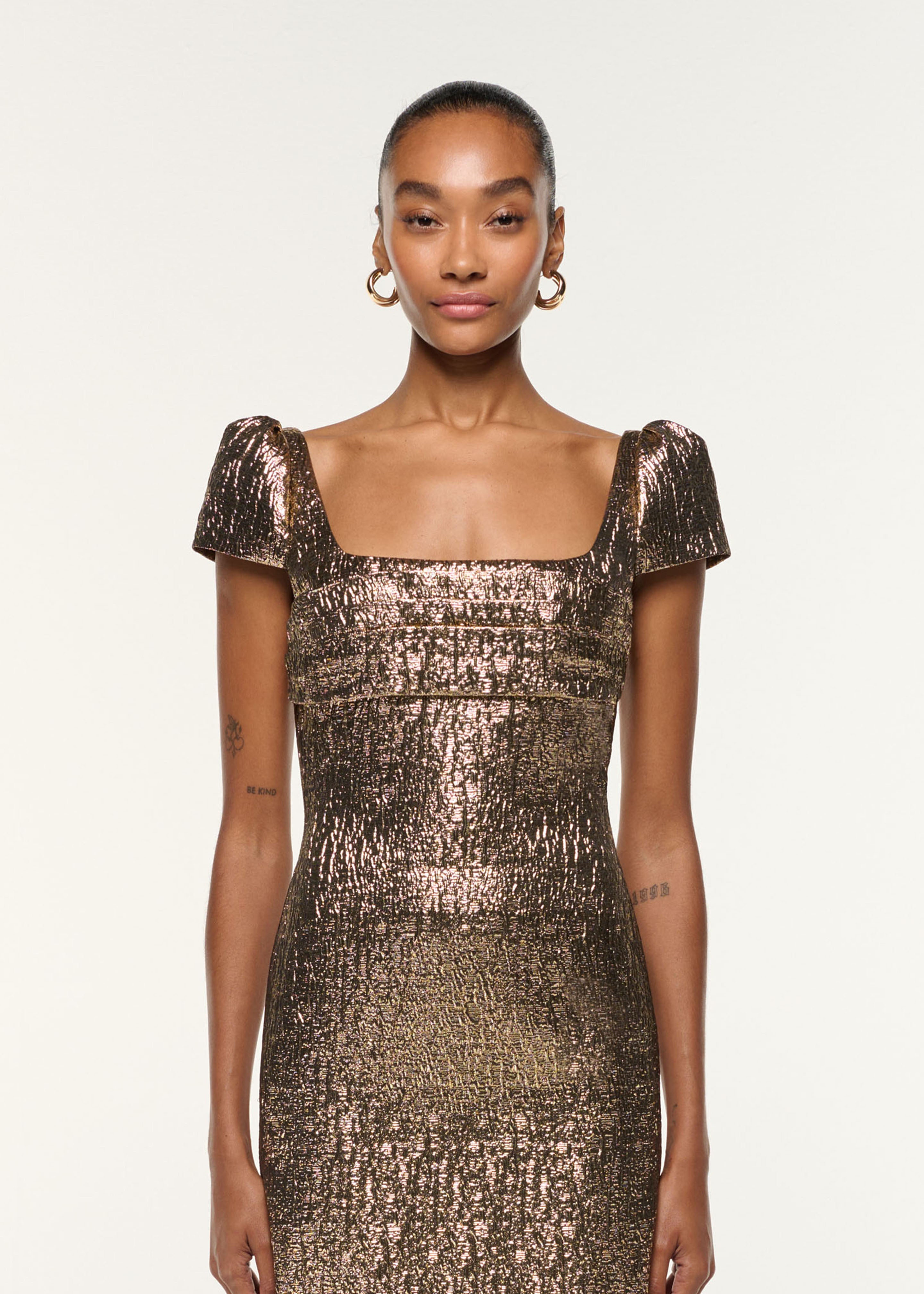 LE’RURE Shoulder ribbon jacquard dress Ordell Floral Jacquard Dress | Tadashi Shoji