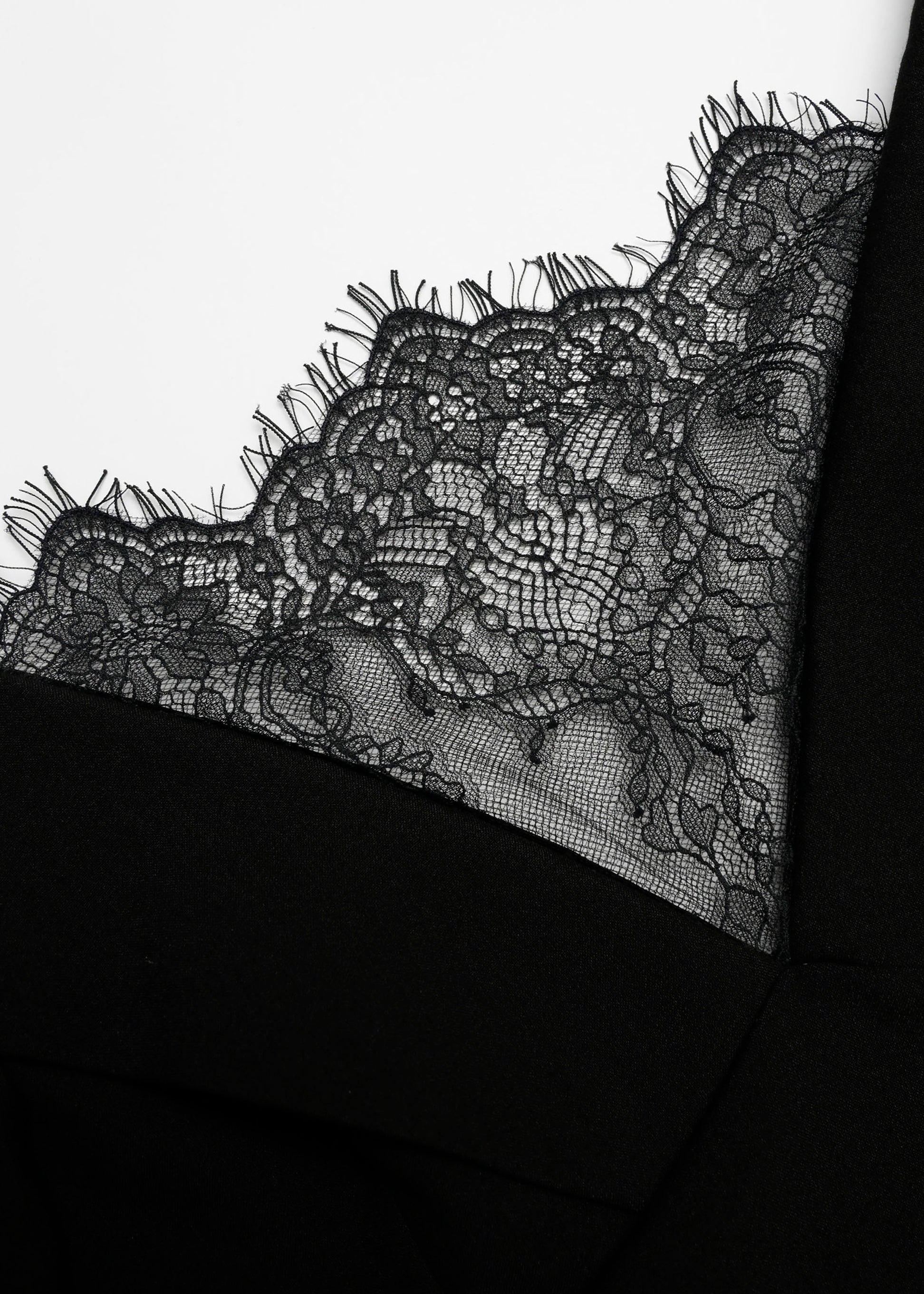 Lace Insert Crepe Column Gown