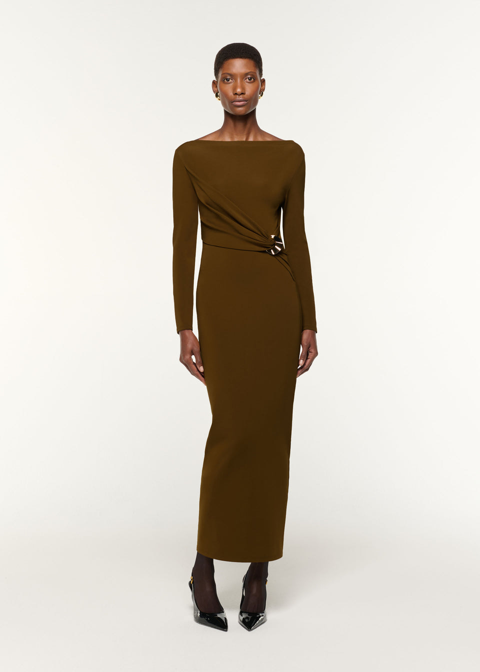 Asymmetric Drape Gown Khaki – Roland Mouret