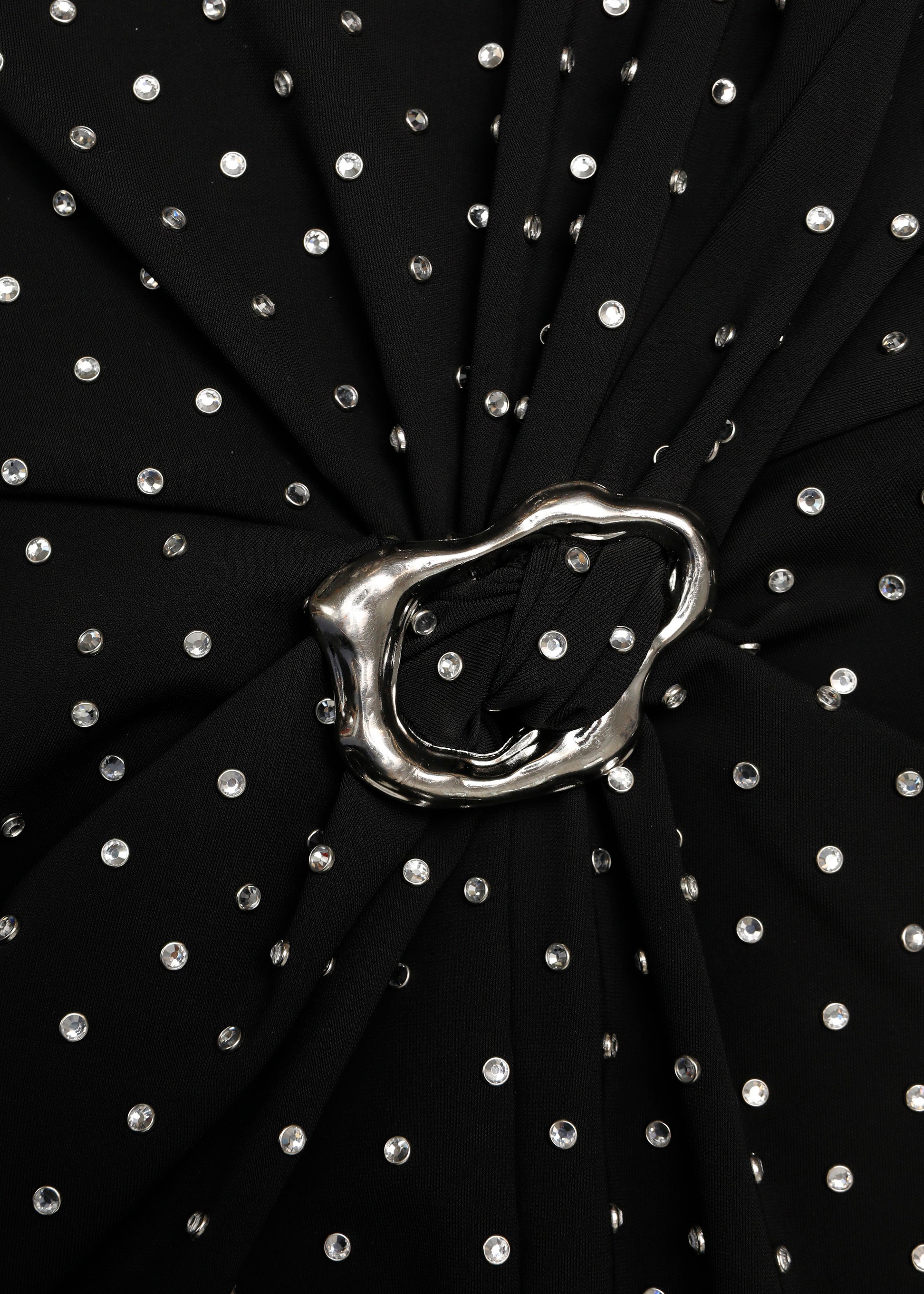 Jersey Diamante Drape And Metal Trim Gown