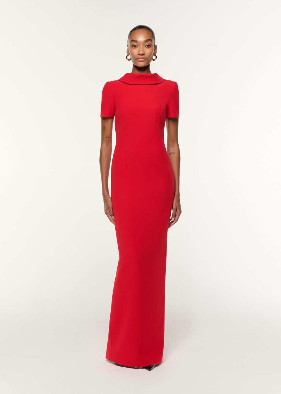 Flower Drape Midi Dress in Red Roland Mouret Flower Drape Midi Dress in Red Roland Mouret